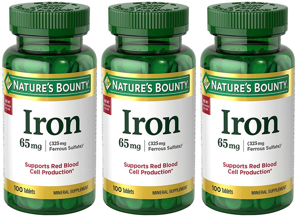 Iron 65 mg Supplement - 3 Bottles (300 Tablets Total) - Supports Energy, Red Blood Cell Production & Immune Health - Perfect for Active Lifestyles & Vegetarian Diets
