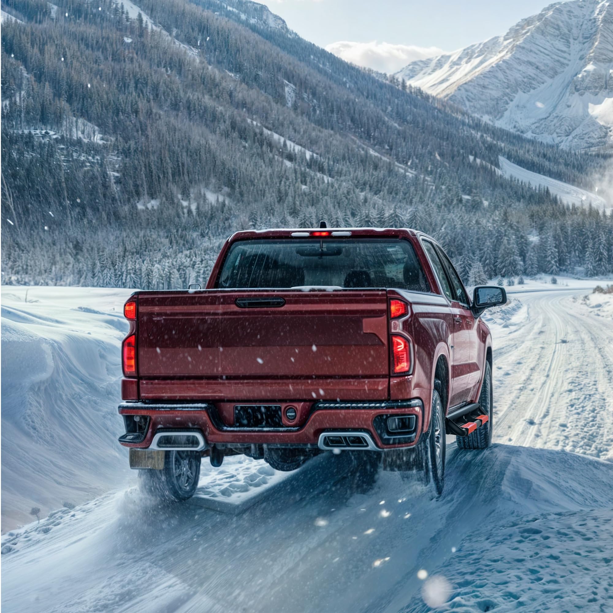 OEDRO 6 Inch Running Boards for 2007-2018 Chevy Silverado & GMC Sierra 1500 Crew Cab | 2007-2019 2500/3500HD | Bolt-On Side Steps with Paintable Step Plates | Black & Red Nerf Bars | Off-Road & Daily Driving Accessories