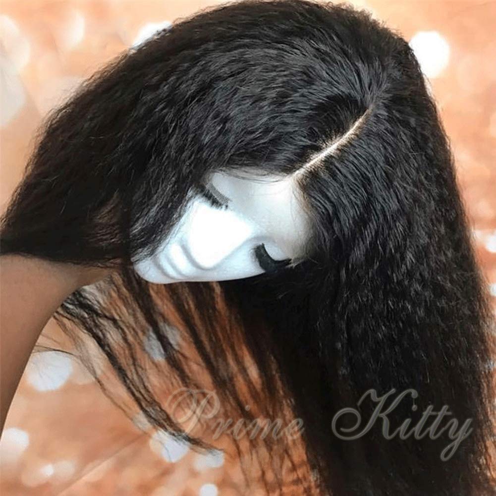 360 Lace Frontal Wig with Fake Scalp - 9A Brazilian Human Hair | Pre-Plucked Kinky Straight Remy Hair for Black Women | Small Cap Size | Glueless 360 Lace Wig | Italian Yaki Texture | 12 Inch Length | Perfect for Daily Wear, Special Occasions, and Protective Styling