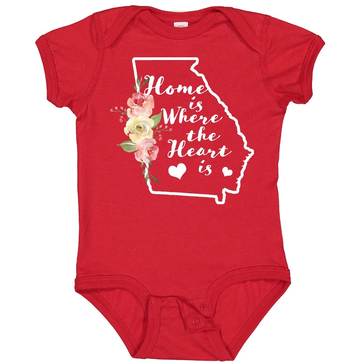 Inktastic Georgia Home is Where The Heart is Watercolor Baby Bodysuit - Soft Cotton Onesie for Newborns, Infants & Toddlers - Perfect for Family Photos, Holidays & Everyday Wear