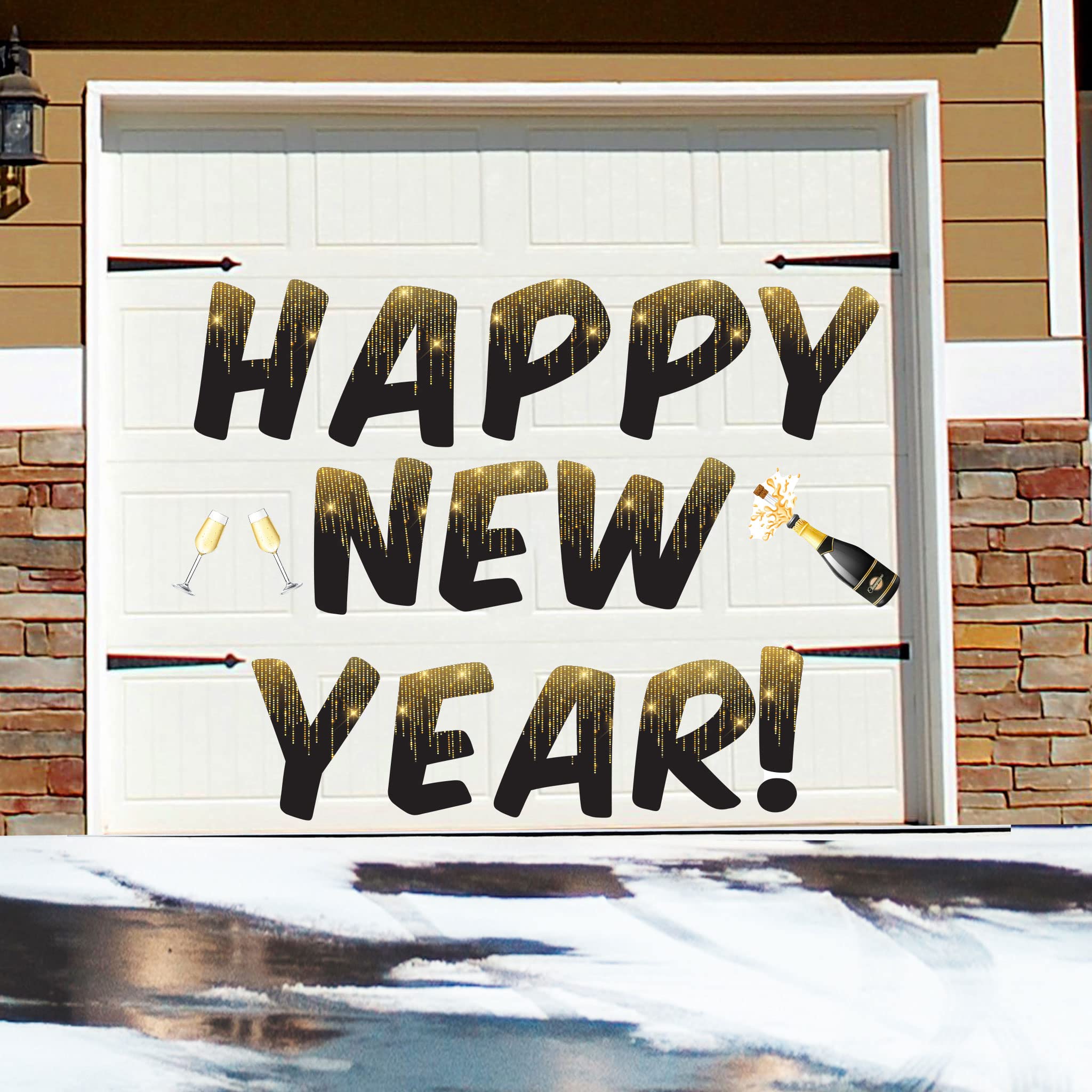 VictoryStore Happy New Year Garage Door Magnet Decorations - 16-Piece Set for Indoor & Outdoor Winter Decor | Festive Holiday Door Magnets for Home, Office & Party Decorations