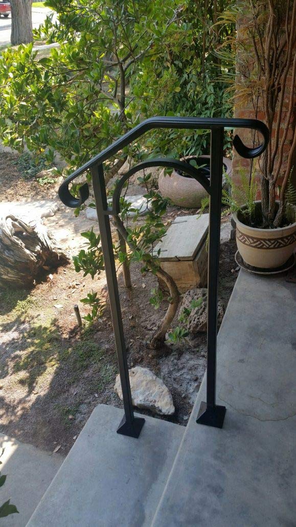 Iron X Handrail Arch #1 for Concrete Steps - Heavy Duty Steel Handrail Support - Perfect for Outdoor Stairs, Steps, and Entryways - Ideal for Home Safety and ADA Compliance
