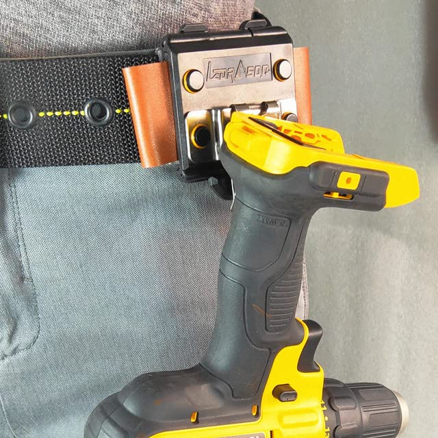 **Heavy Duty Tape Measure Holder & Drill Holster - Tactical Tool Belt Clip with Hook - Small Electrician Pouch for Cordless Tools | Perfect for Construction, DIY & Electrician Work**