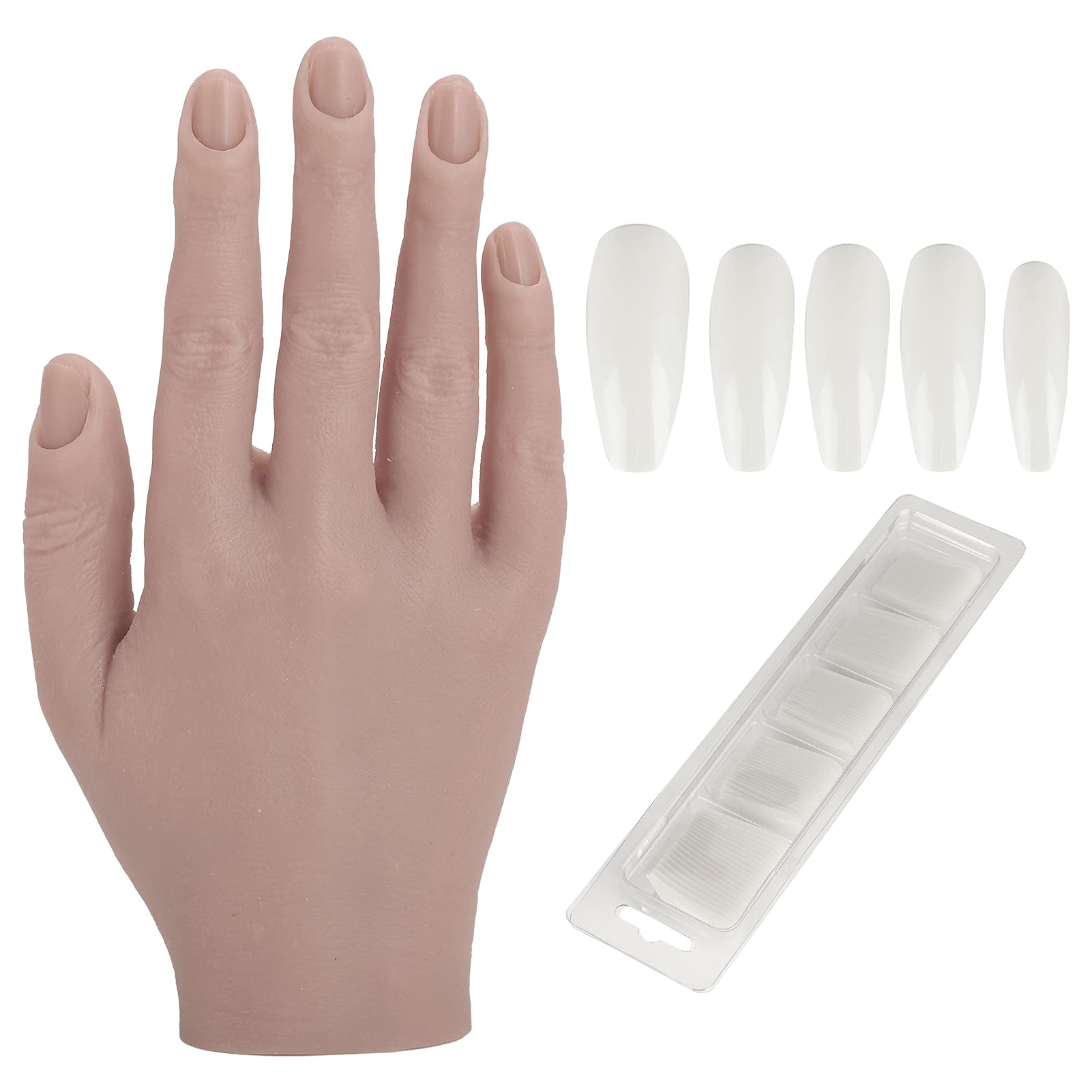 Realistic Silicone Nail Practice Hand for Nail Art Training - Easy to Clean Mannequin Hand for Nail Technicians & Salon Professionals - Perfect for Beginners, Students & Professional Practice