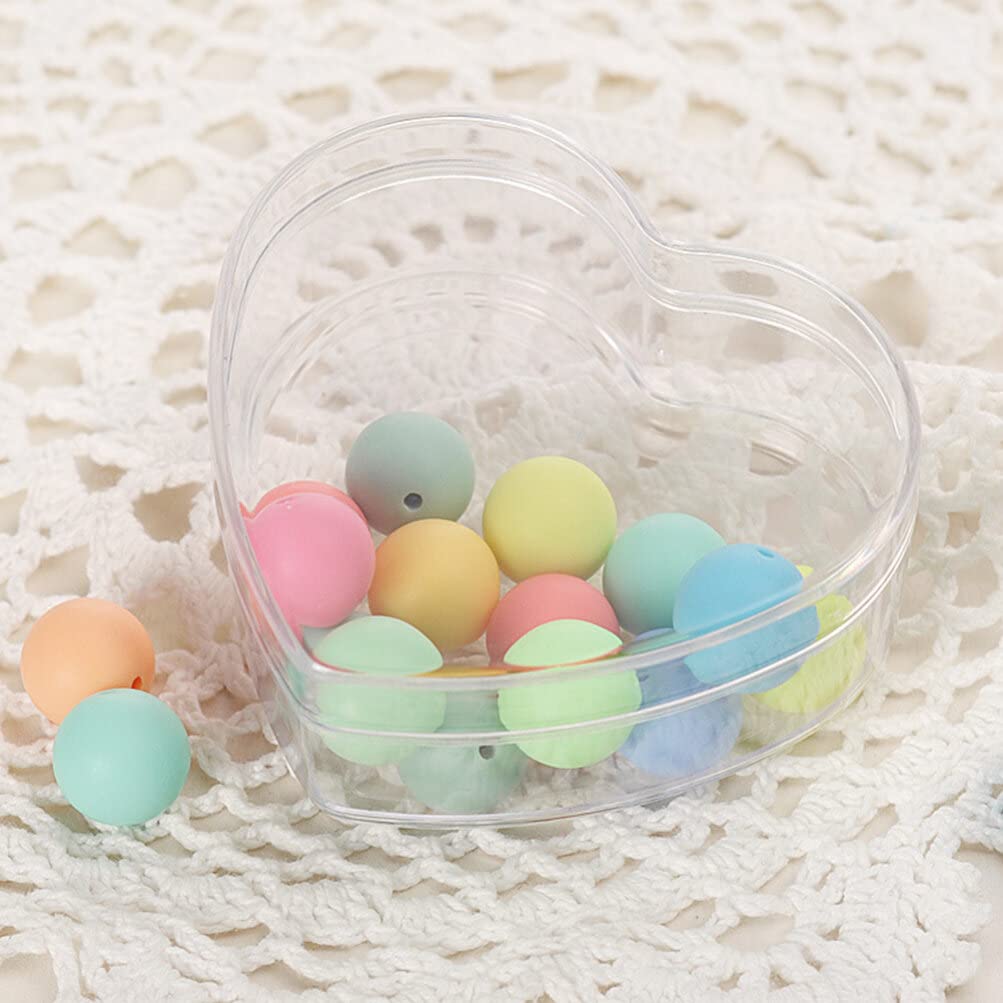 BESPORTBLE 5-Piece Heart Shaped Clear Candy Jewelry Storage Box - 8.5x8x4cm Transparent Wedding Favor Container - Perfect for Bridal Showers, Birthday Party Favors & Gift Packaging