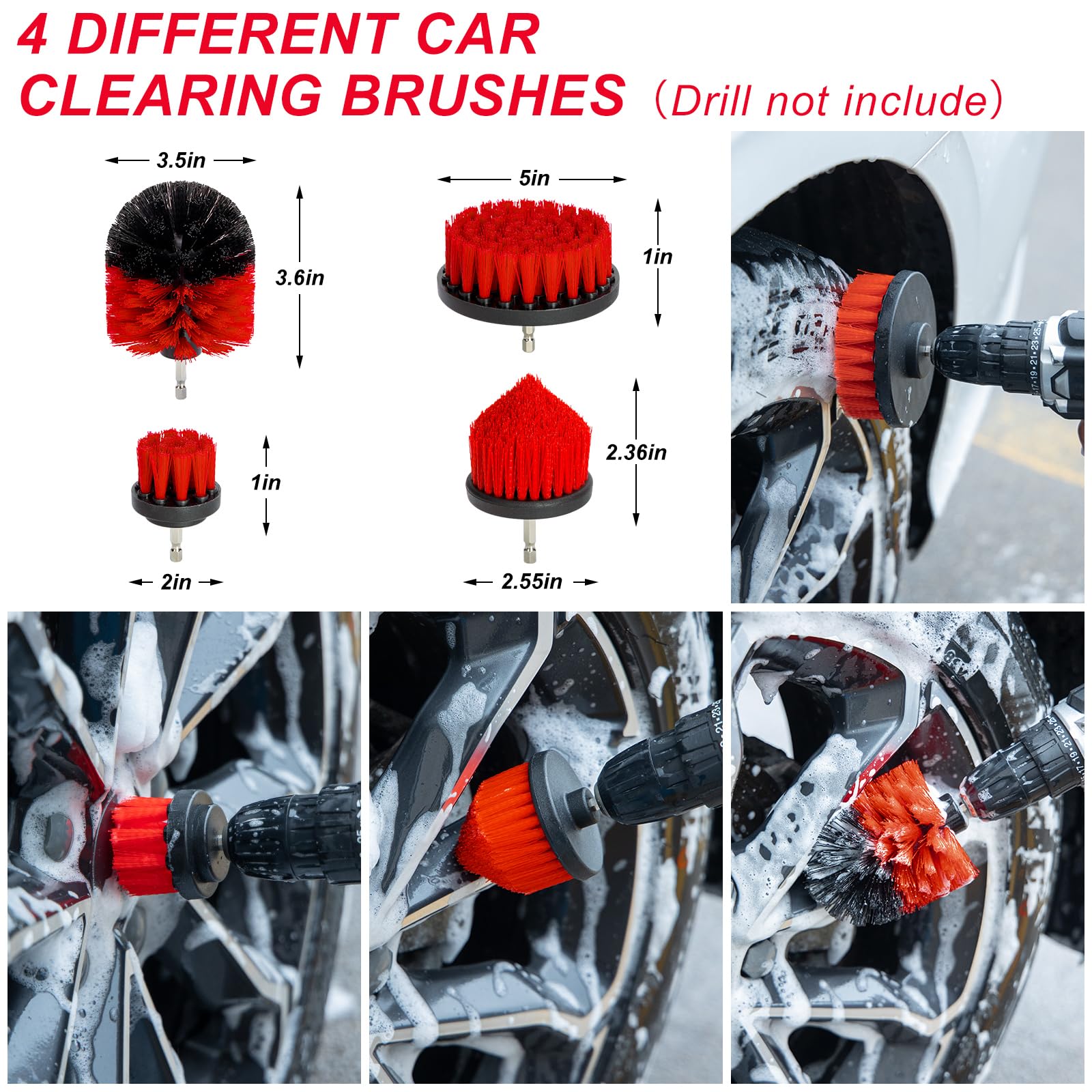 44Pcs Car Wash Cleaning Kit with Detailing Brushes, Car Vacuum Drill Brush Set, Collapsible Bucket, Windshield Cleaner, Tire Brush & Microfiber Towels - Complete Interior & Exterior Car Detailing Kit for DIY Auto Care, Vehicle Maintenance & Professional Detailing