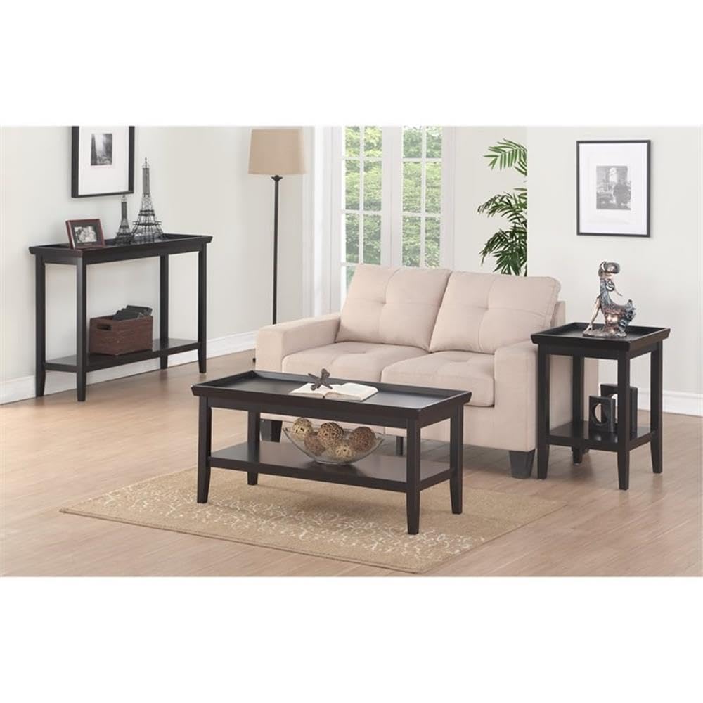 Pemberly Row Modern Console Table - Black Wood Finish Entryway Sofa Table for Hallway, Living Room & Bedroom Decor