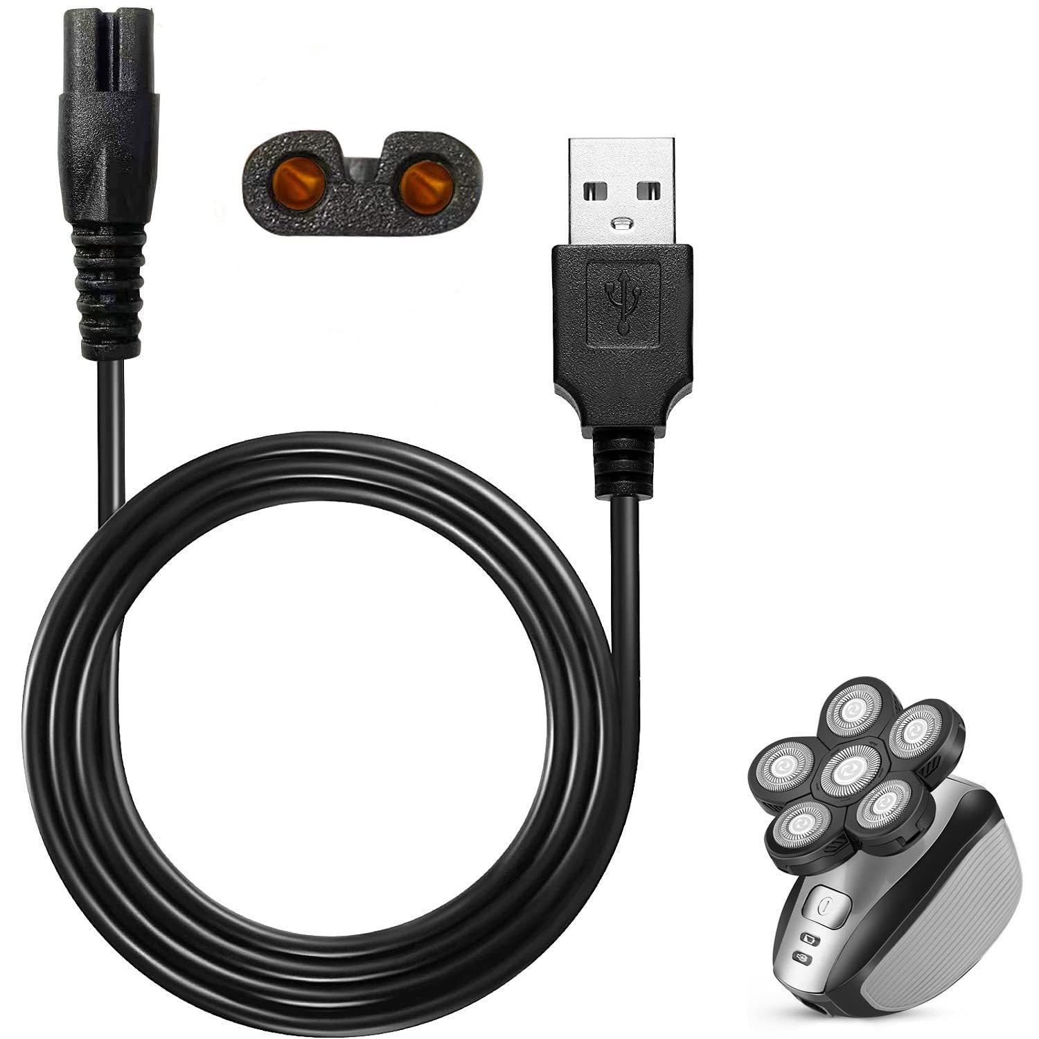 Universal Head Shaver Charger Cord - Compatible with WAHFOX & Multiple Brands Electric Shavers | USB Power Cable Replacement for Smooth Shaving at Home or Travel
