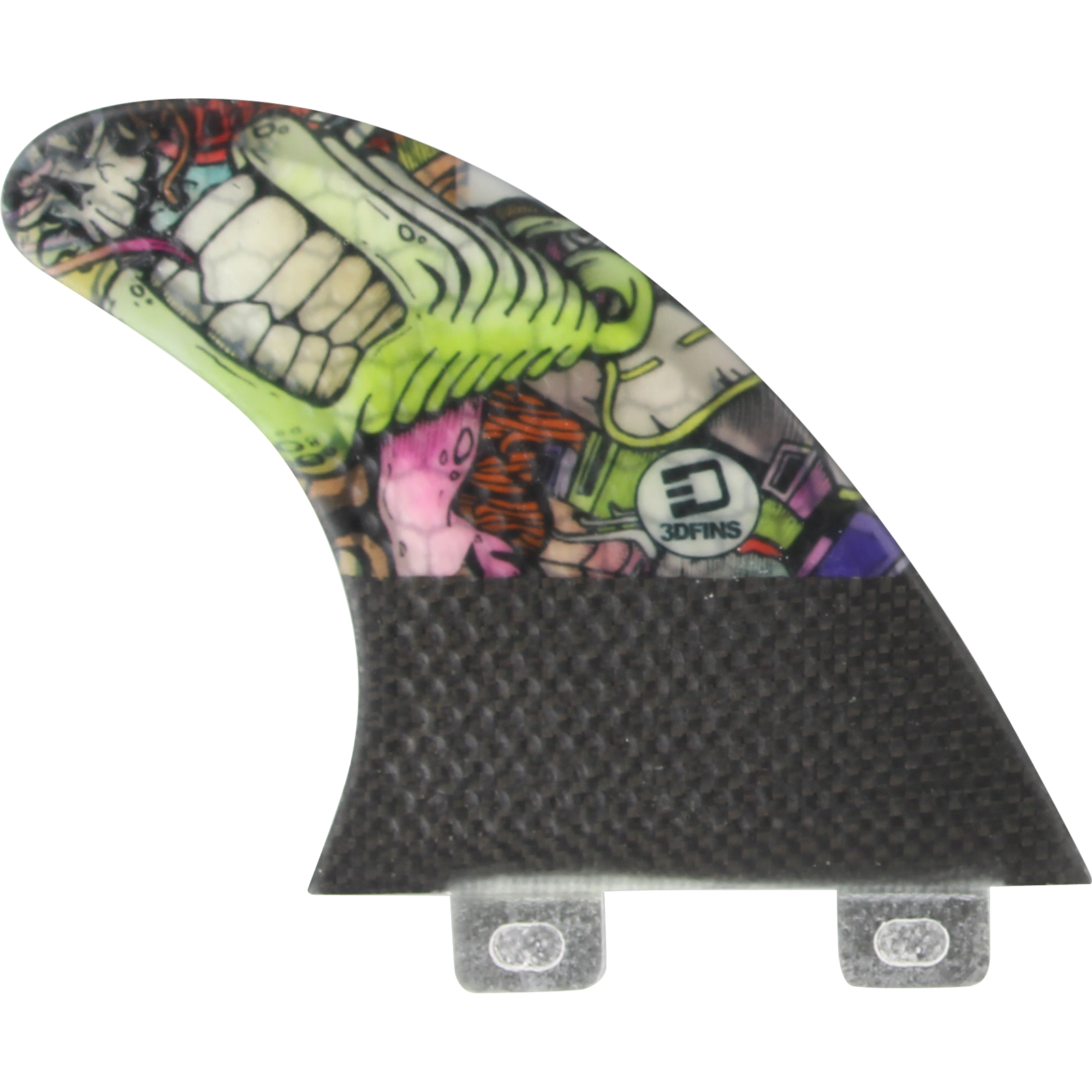 3D Darkside Carbon Twin Tab 4.0 Big Mouth Surfboard Fin Set - 3PCS for High-Performance Surfing & Wave Riding