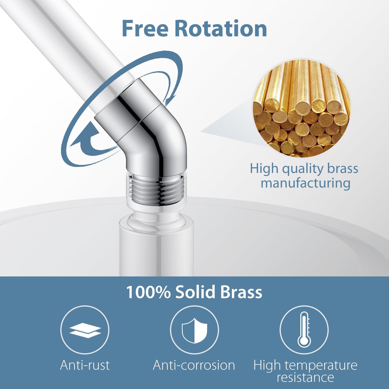 135° All Metal Shower Head Elbow Adapter - Chrome Plated Handheld Shower Arm Extension for Bathroom & RV Use - Perfect for Tight Spaces & Angle Adjustments