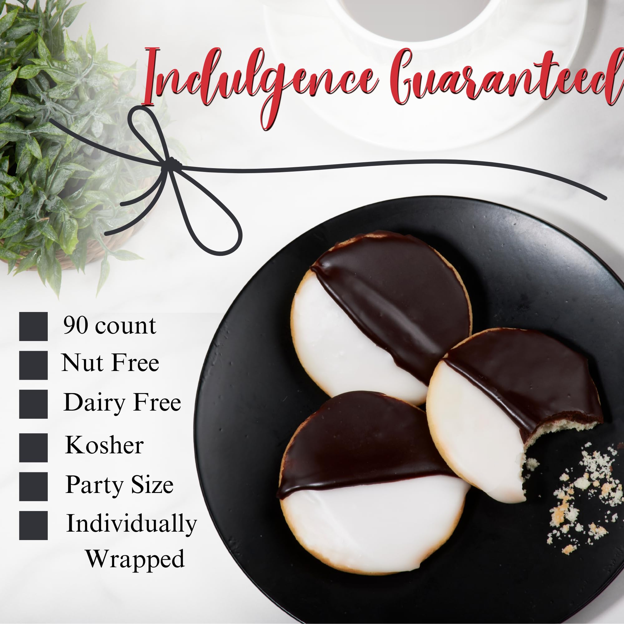 NY Style Black & White Cookies - 90 Individually Wrapped Kosher Snack Packs | Dairy & Nut Free | Perfect for Lunchboxes, Office Snacks & Party Treats | Stern's Bakery Classic Cookies