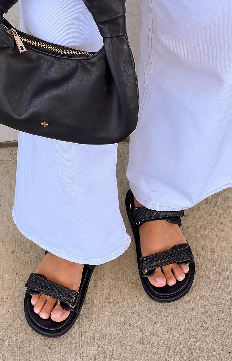Billini Taishi Black Sandals for Women - Comfortable Summer Slide Sandals with Cushioned Footbed | Perfect for Beach, Pool, and Casual Outings