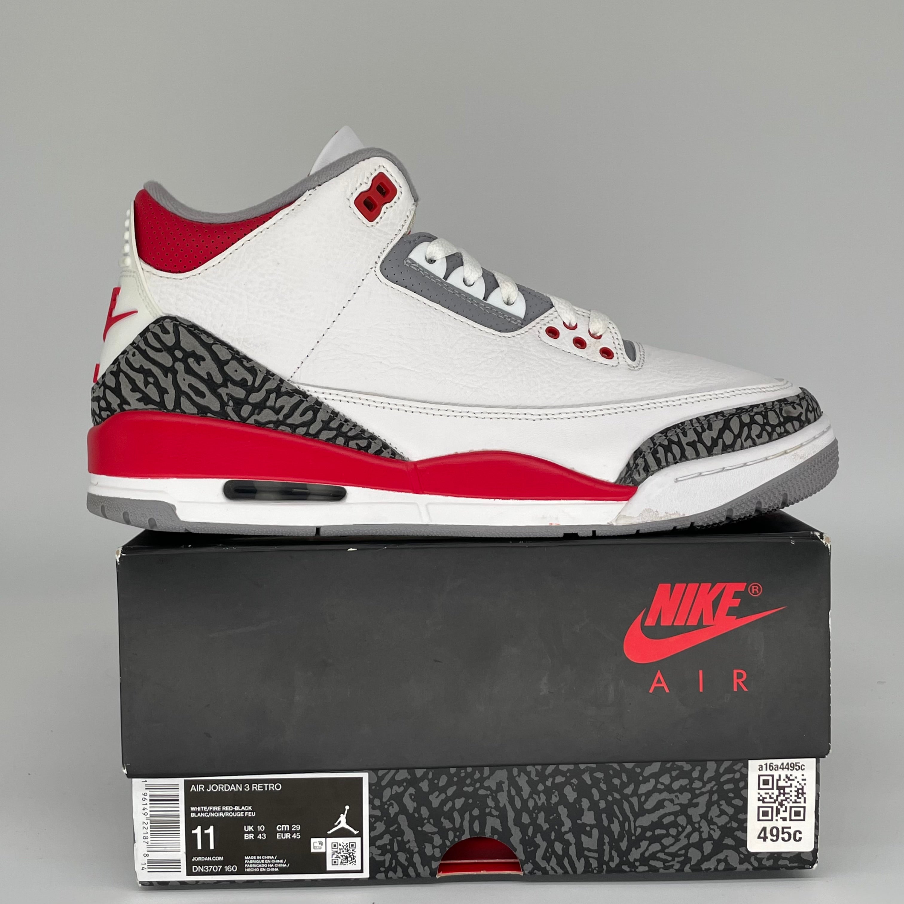 Air Jordan 3 Retro 'Fire Red' Men's Basketball Shoes Size 11 DN3707-160 - Perfect for Streetwear, Sneaker Collection & Casual Wear