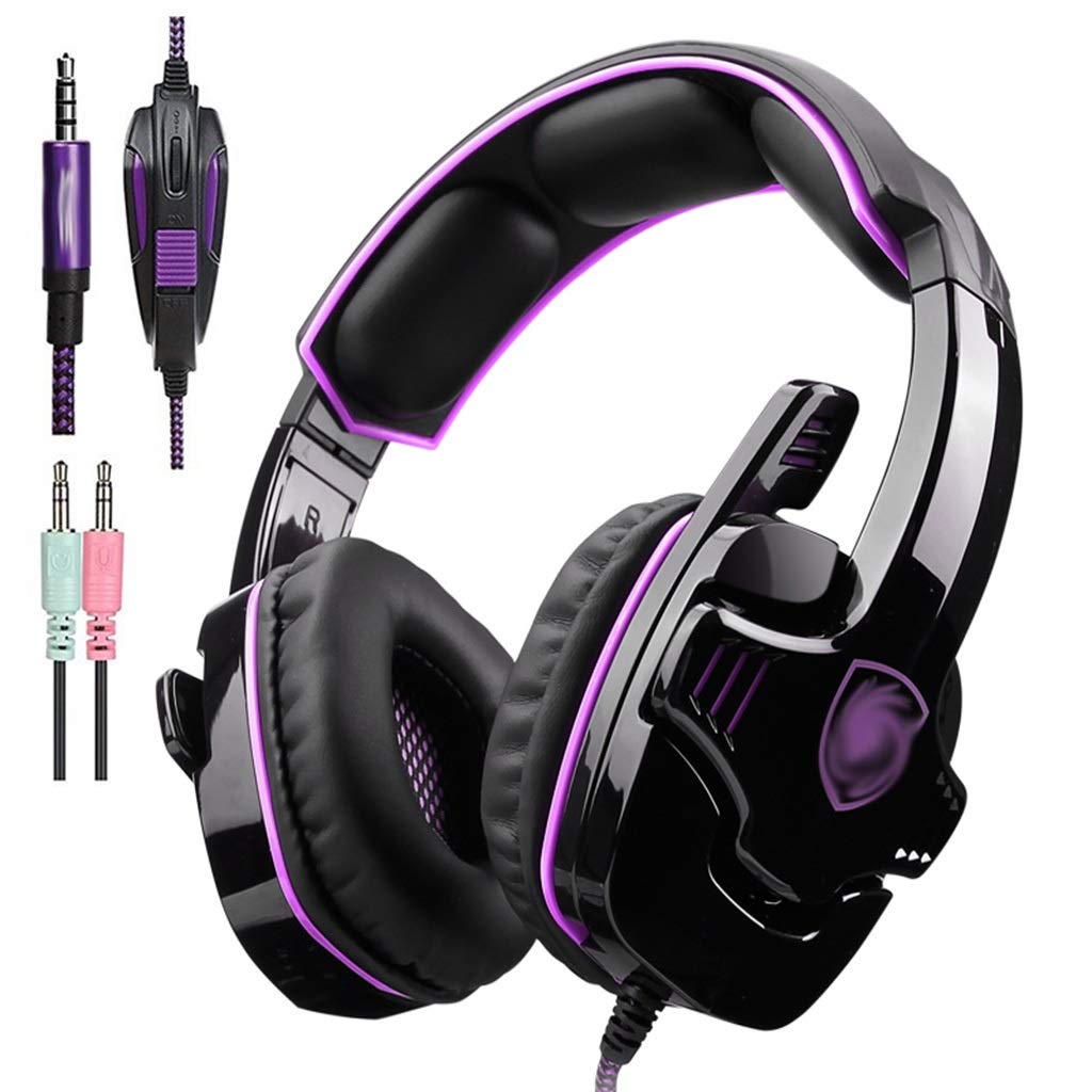 Best 3.5mm Gaming Headset with Mic for PC, PS4, Xbox One, Nintendo Switch, Laptop & Mac - Over-Ear Headphones with Flexible Microphone, Volume Control & Sweat-Resistant Design - Perfect for Online Gaming, Streaming & Esports