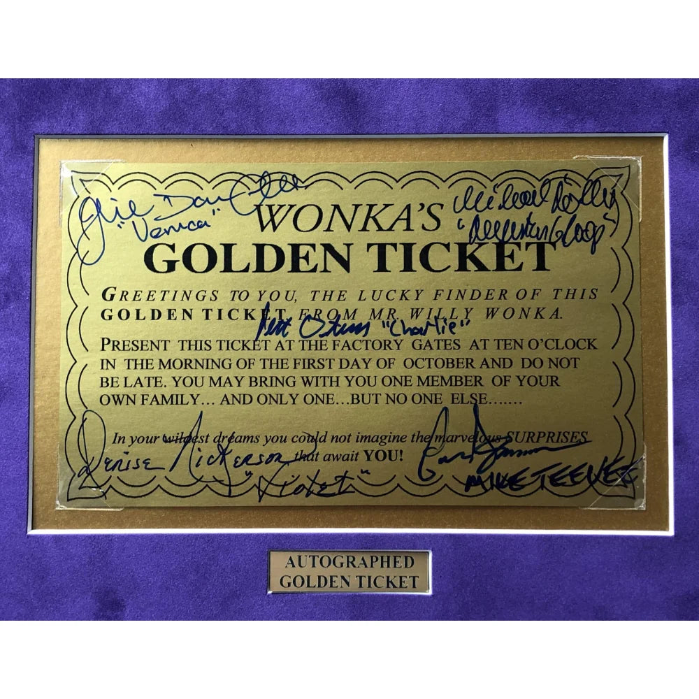 Gene Wilder Willy Wonka Signed Golden Ticket 8x10 Framed Collage - PSA/DNA Certified Autograph - Perfect for Movie Memorabilia Collectors and Charlie and the Chocolate Factory Fans