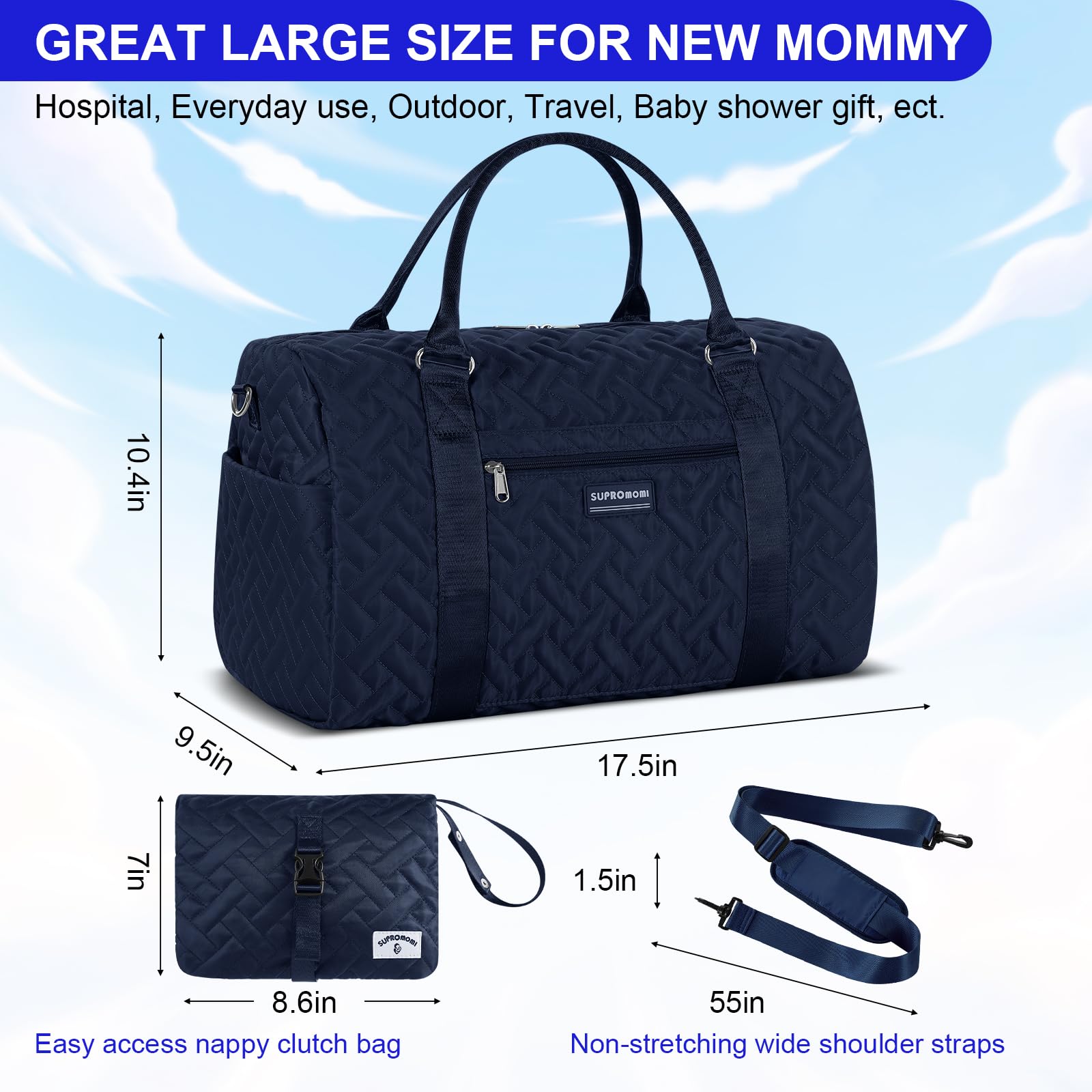 Stylish Diaper Bag Tote for Moms - Large Baby Bag for Boys & Girls, Perfect as Hospital Bag for Delivery or Travel with Twins (Ideal for Daycare, Park Outings & Family Trips)