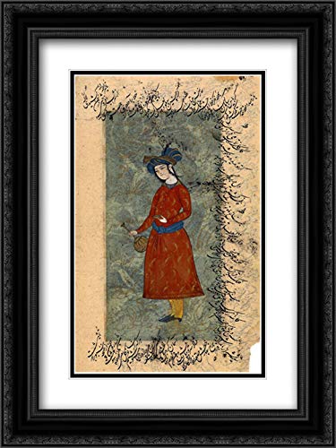 Reza Abbasi 18x24 Black Ornate Frame with Double Matted Museum Art Print - Elegant Wall Decor for Living Room, Bedroom & Office