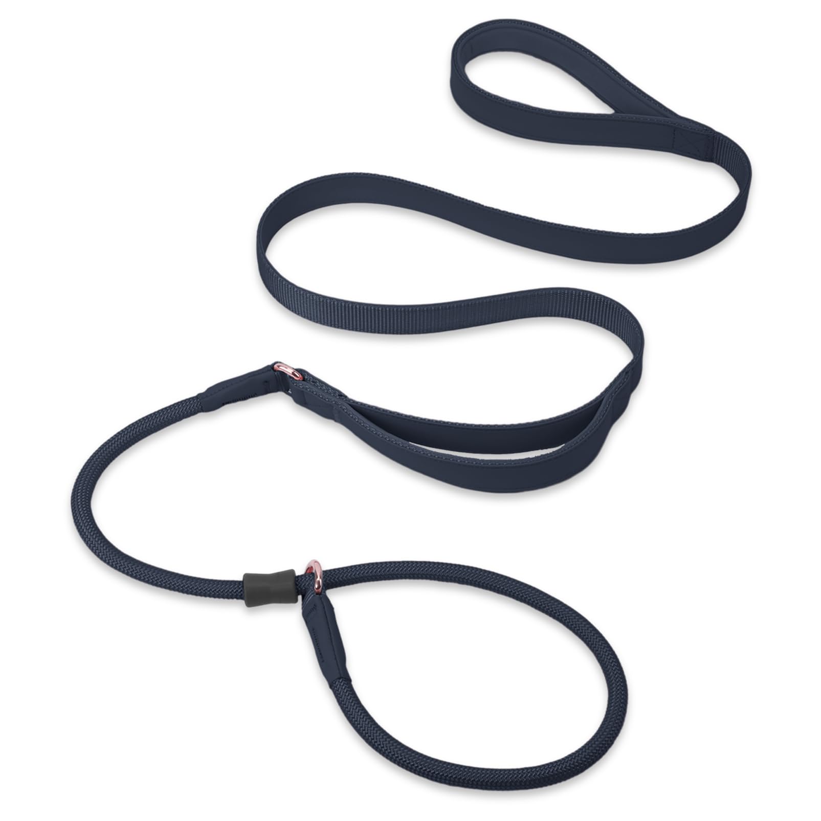 Premium Slip Lead Dog Leash - Heavy Duty Nylon Training Leash with Dual Handles for Small Medium & Large Dogs | No-Pull Walking & Obedience Training | Soft Leather Collar | 5ft Black (Ideal for Daily Walks, Park Visits & Professional Dog Training)