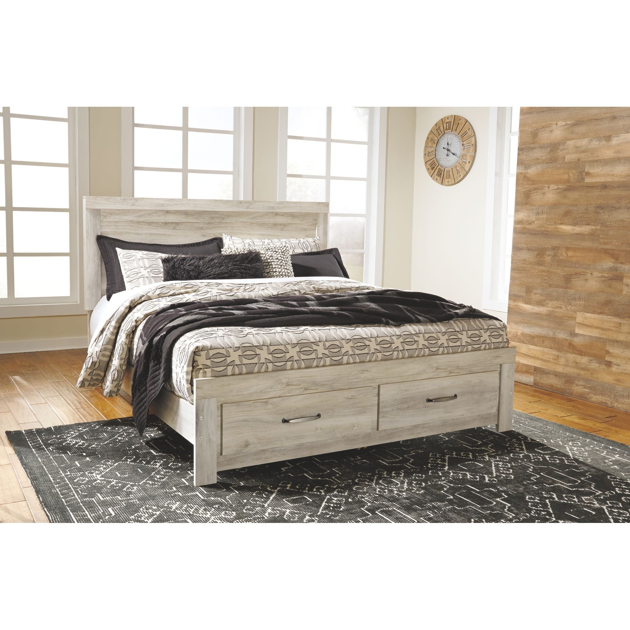 Bellaby Panel Headboard - Whitewash Finish - Queen Size Upholstered Bed Headboard for Bedroom Decor - Perfect for Modern, Farmhouse & Coastal Style Homes