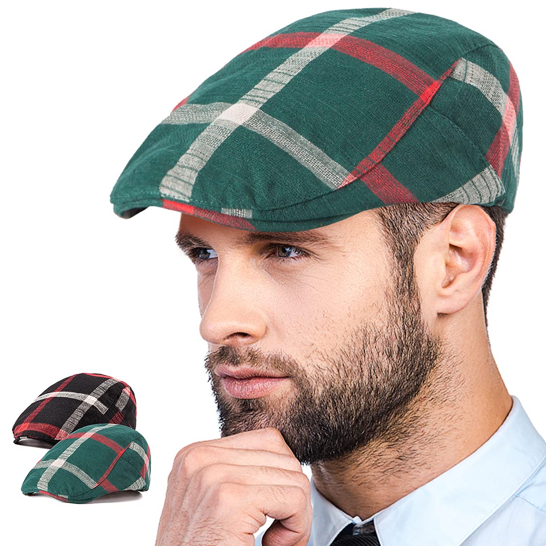 LADYBRO 2-Pack Unisex Flat Cap Newsboy Hats for Men & Women - Vintage Scally Cap Summer Golf Hat for Outdoor Activities, Casual Wear & Fashion Accessories
