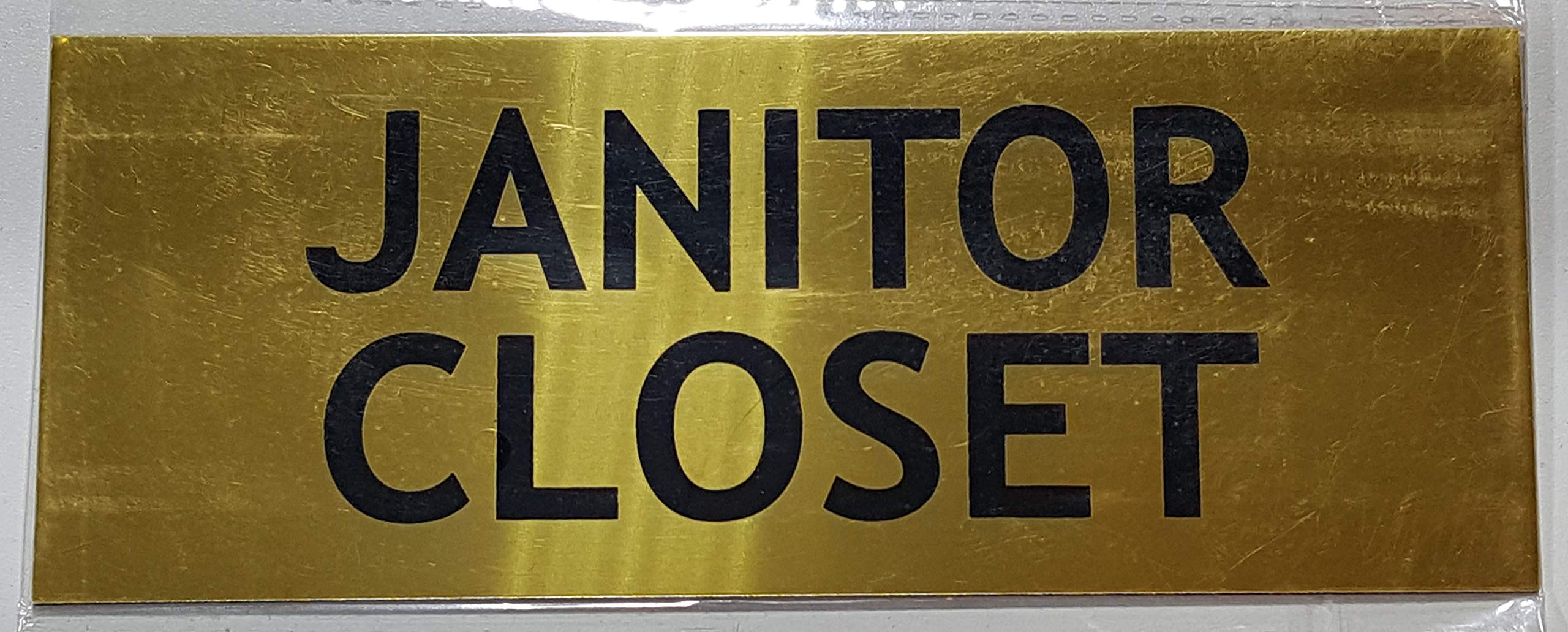 Gold Janitor Closet Sign - Durable Aluminum (2
