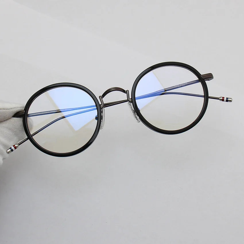 Stylish Black Unisex Acetate & Alloy Round Eyeglasses Frame X906 - Perfect for Reading, Work, and Fashion Accessories