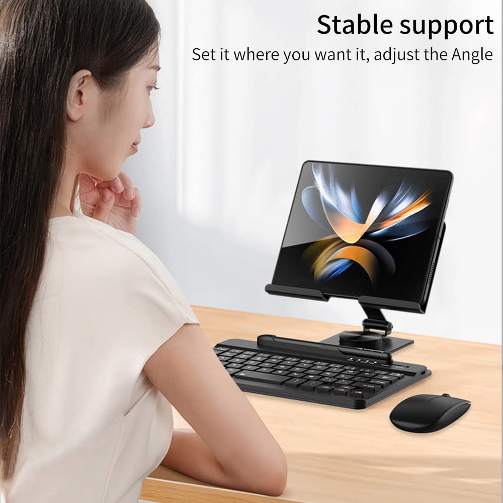 Adjustable Stand for Samsung Galaxy Z Fold 6/5/4/3 - Foldable Phone Holder with Stylus Pen & Bluetooth Keyboard Mouse Set - Perfect for Office, Travel & Home Workspace