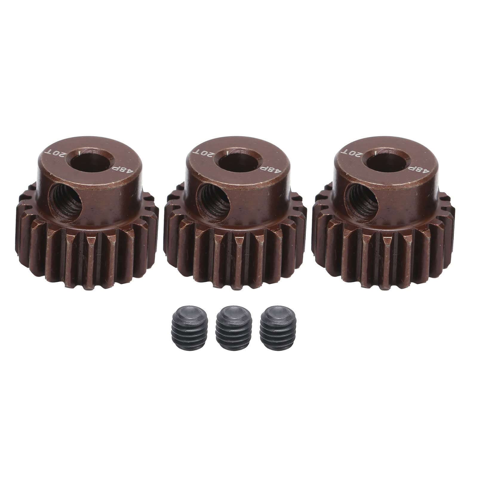 SPYMINNPOO RC Motor Pinion Gear Set - 3pcs 3.175mm 48DP 20T Steel Pinion Gears for 1/10 Scale RC Cars - Compatible with Brushless & Brushed Motors - Perfect for Off-Road Racing, Drifting and DIY RC Upgrades