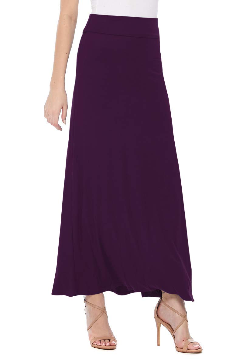 FashionJOA Women's Stretchy Flowy Maxi Skirt with Elastic Waistband - Comfortable & Stylish Summer Beach Skirt for Casual Outings, Vacations and Boho Fashion