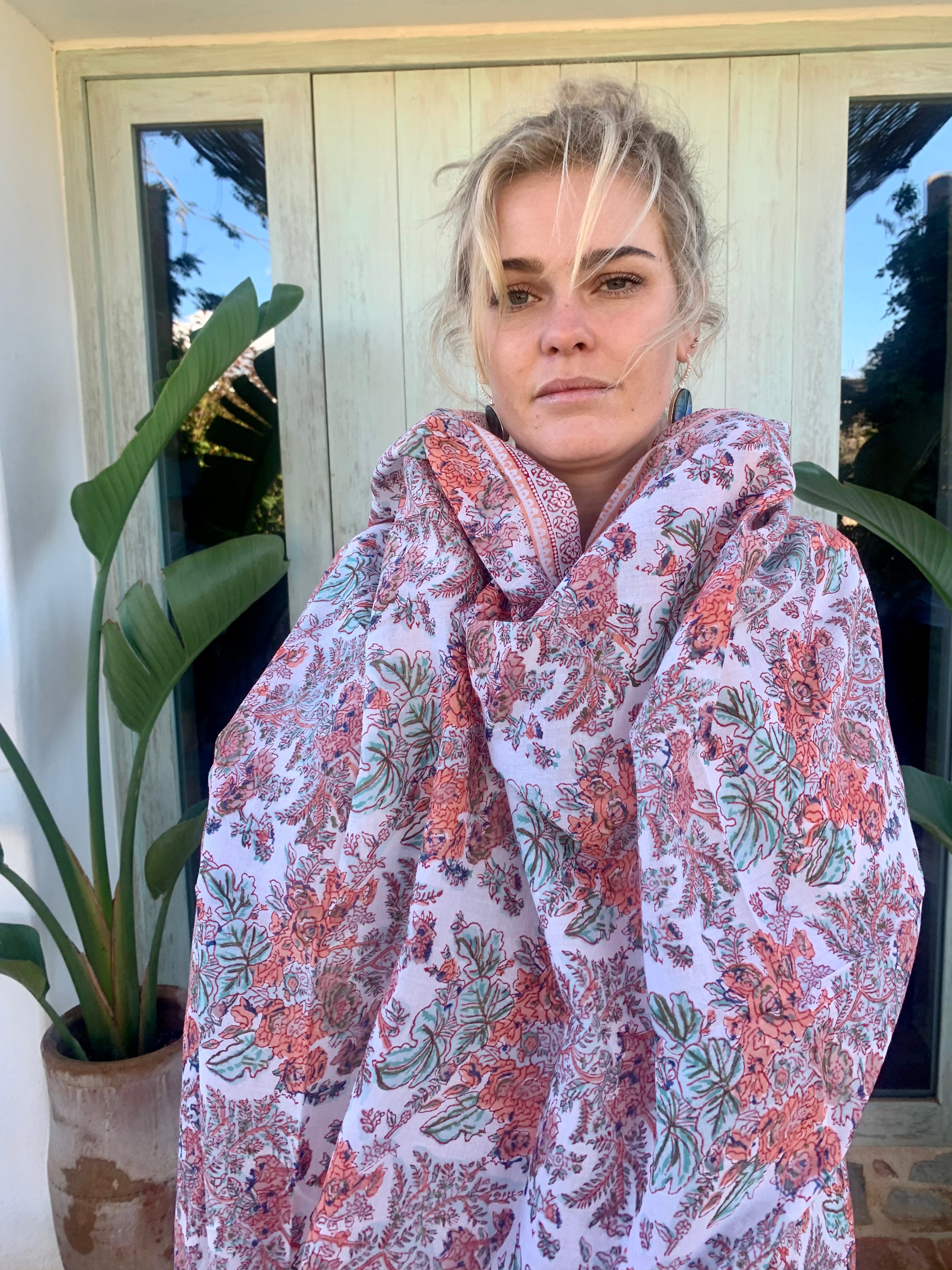 Stylish Block Print Cotton Sarong Pareo Shawl - New Collection for Beach, Pool & Summer Fashion
