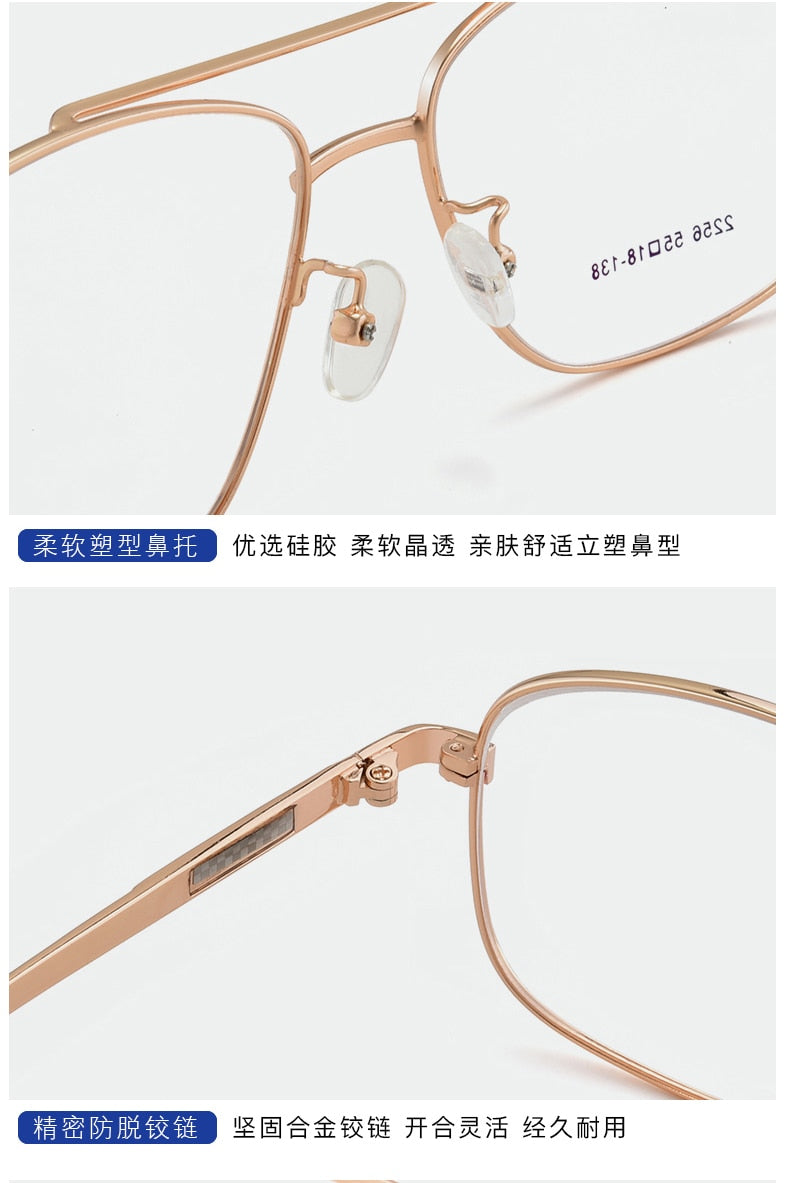 Bclear N2256 Men's Double Bridge Full Rim Alloy Square Eyeglasses - Stylish Reading Glasses for Work, Driving & Everyday Use