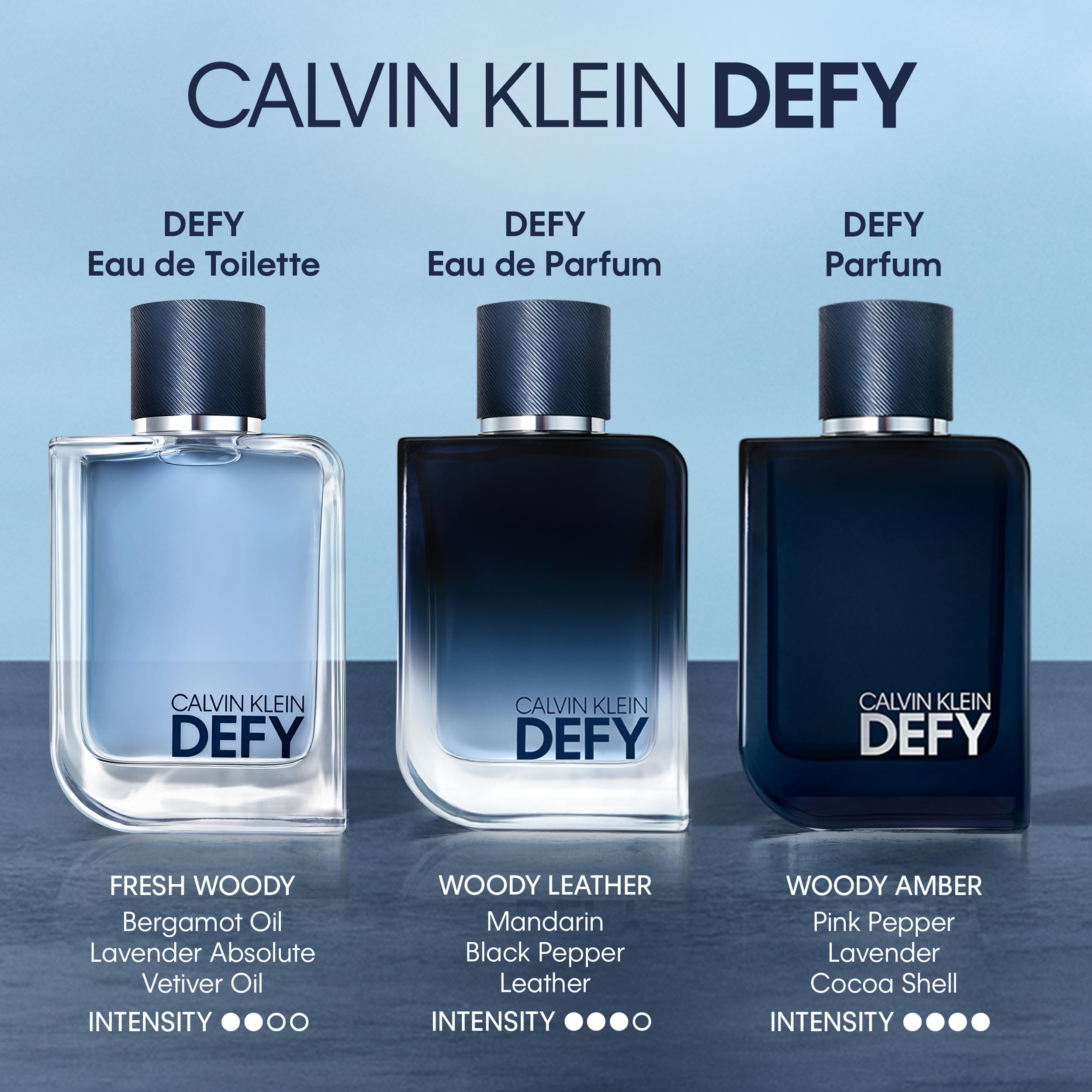 Calvin Klein Defy Eau de Toilette for Men - Woody Cologne with Bergamot, Lavender & Vetiver Notes - Long Lasting Fragrance - Perfect for Date Night, Office & Special Occasions