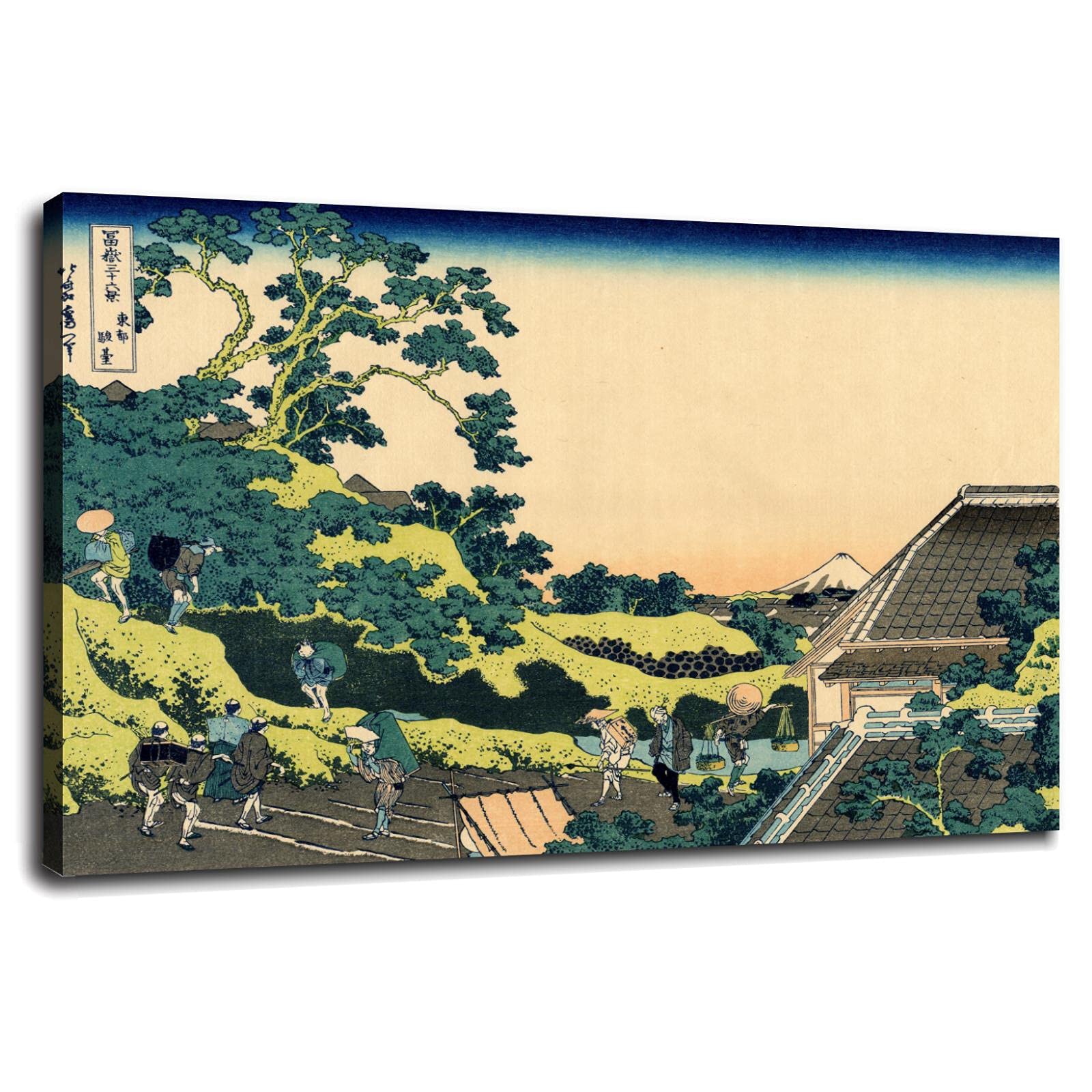 Fuji Seen From Mishima Pass by Katsushika Hokusai - Japanese Ukiyo-e Canvas Wall Art Print (36x24 Inch Framed) for Home & Office Decor | Living Room, Bedroom, Study Room Display