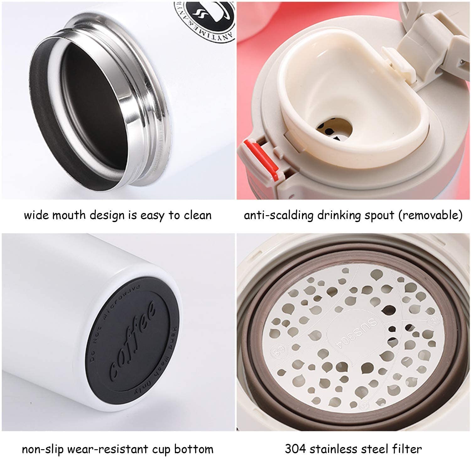 SIRMITI 32oz Stainless Steel Vacuum Insulated Water Bottle - Double Wall Thermos for Hot & Cold Drinks - Leakproof Travel Mug for Office, School, Gym, Hiking & Outdoor Activities