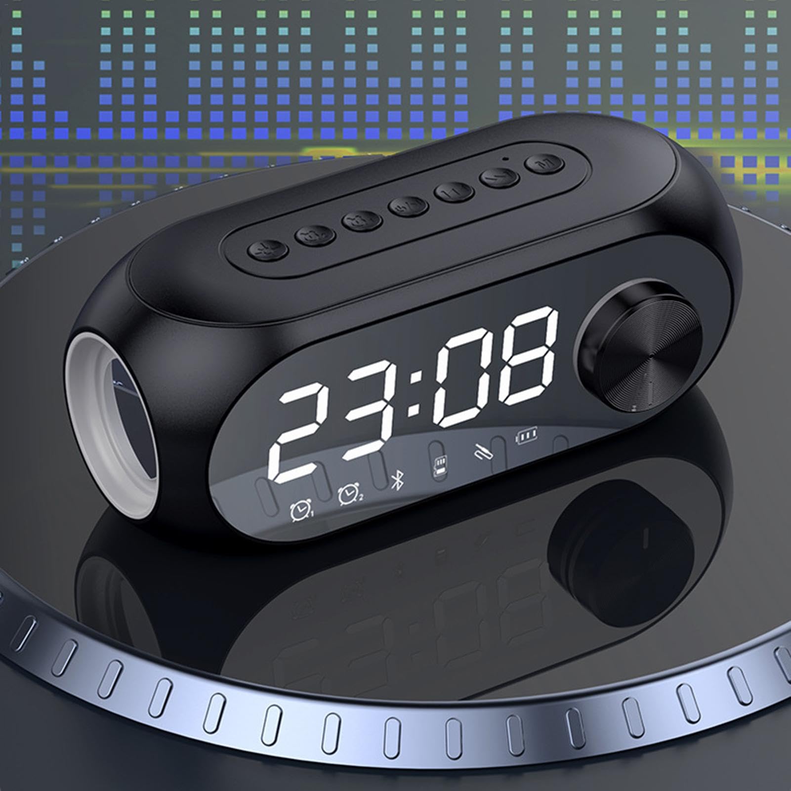 Wireless Alarm Clock with USB Rechargeable Battery, LED Display & Sleep Timer - Portable Digital Clock Radio with Speaker for Bedroom, Office, Travel | White Noise Machine for Better Sleep & Relaxation