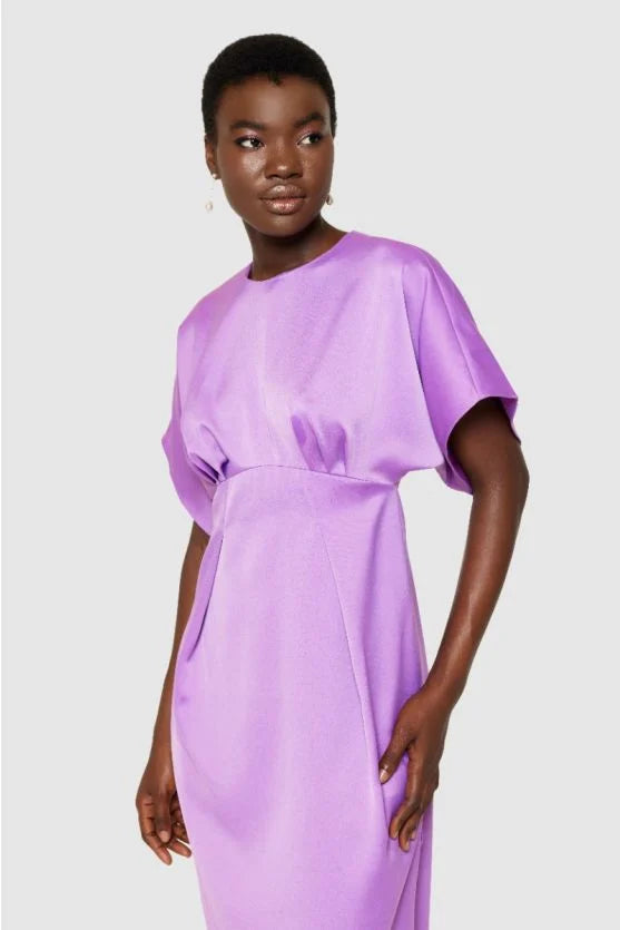 Elegant A-Line Kimono Dress for Women - Flowy Lilac Floral Print Maxi Dress for Summer, Beach, and Boho Style Outfits