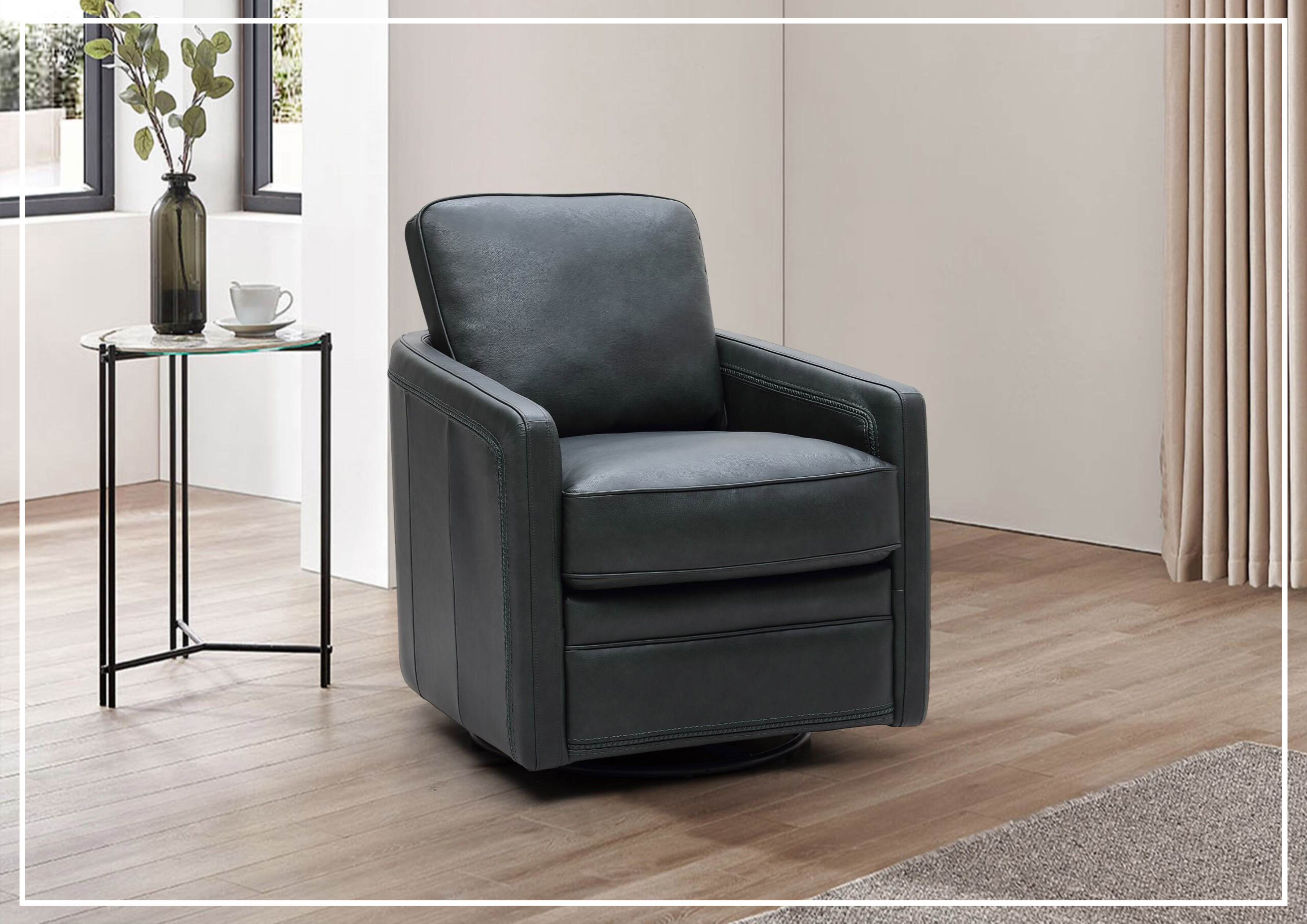 Gio Italia Torin Leather Glider Swivel Chair - Modern Recliner for Living Room, Office & Lounge - Premium Leather Gliding Rocker with 360° Swivel Base
