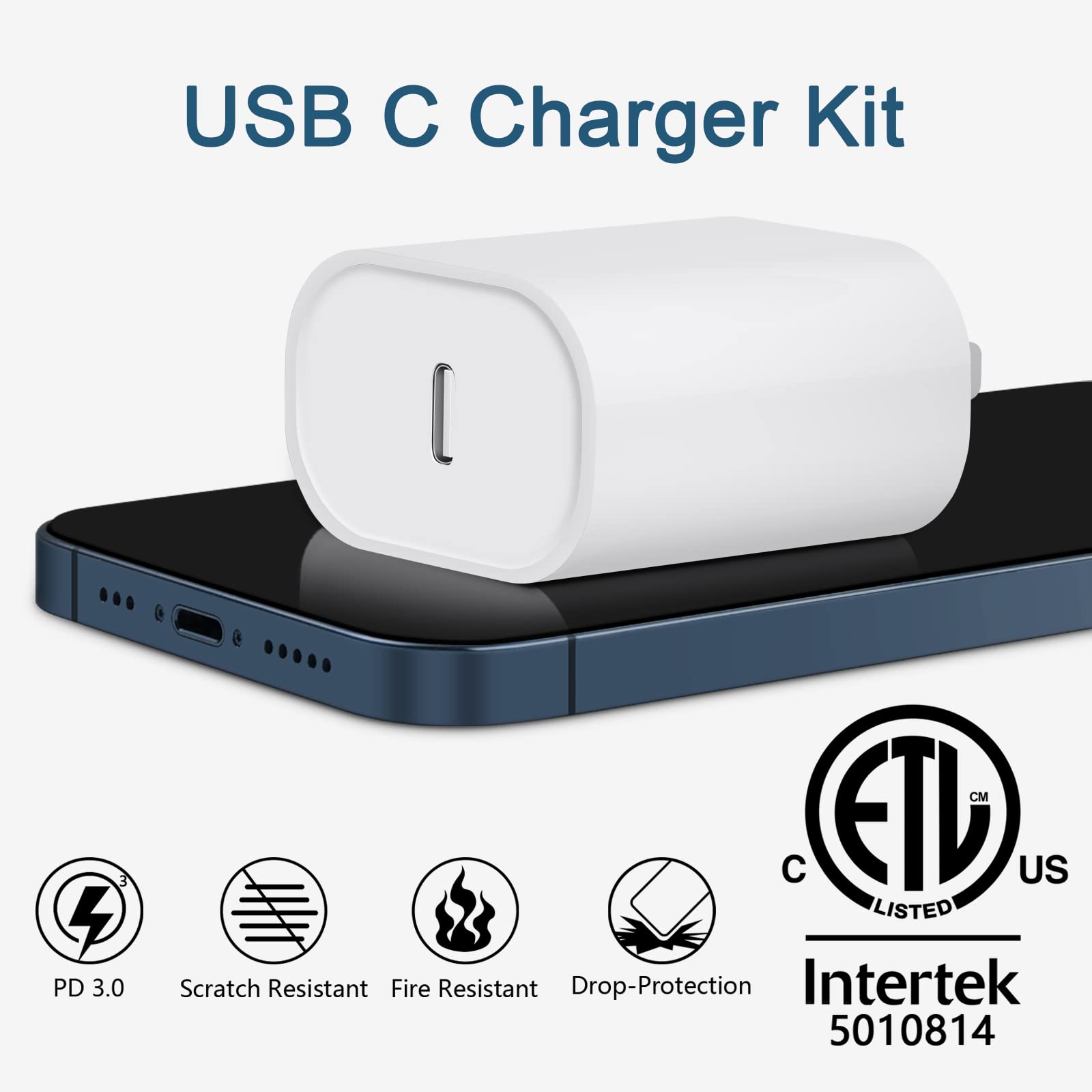 MFi Certified 20W USB C Fast Charger Block with 6Ft Lightning Cable - Compatible with iPhone 14/13/12/11/XS/8 & iPad - 2 Pack - Perfect for Home, Office & Travel Charging