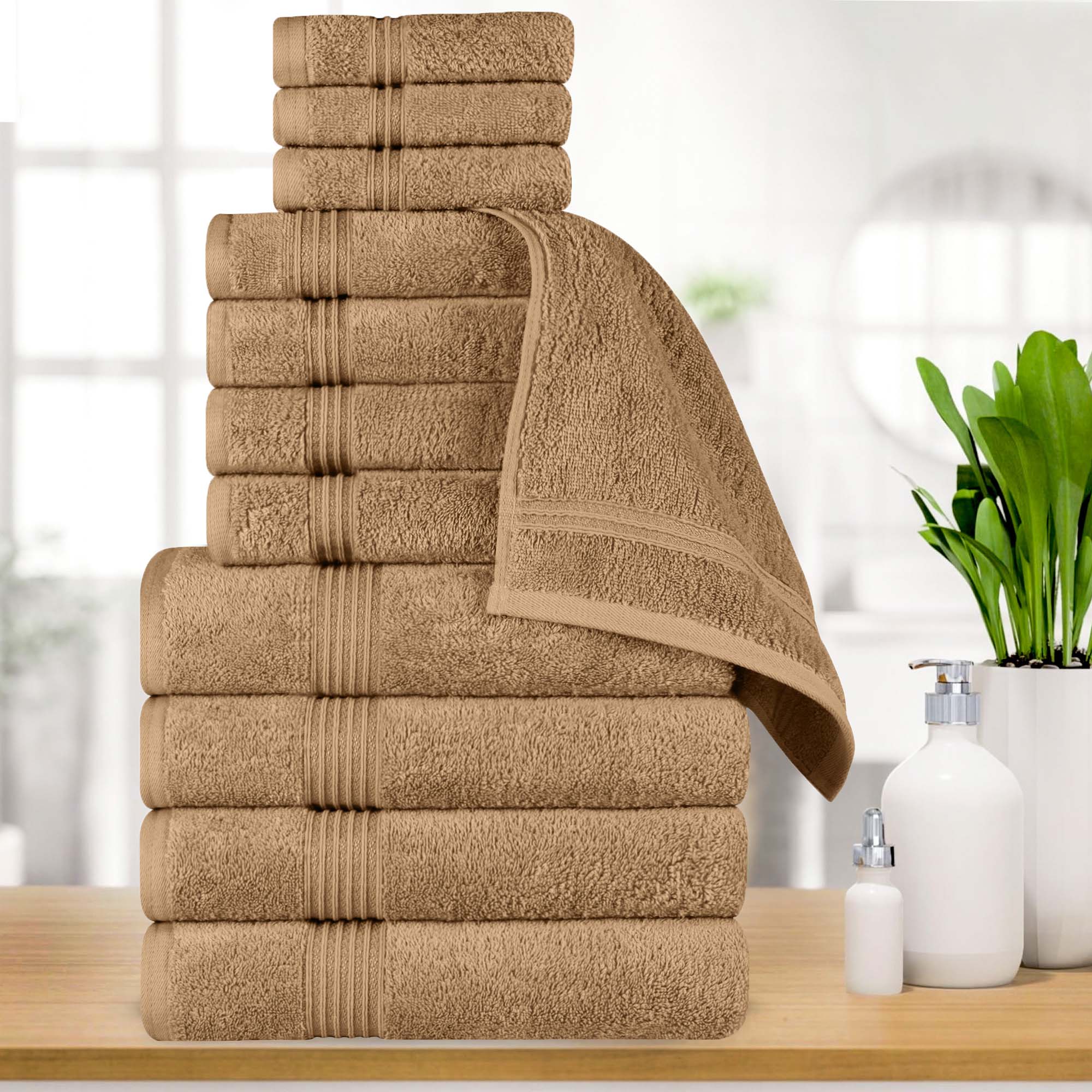 Premium 12-Piece Egyptian Cotton Towel Set - Ultra Soft, Highly Absorbent Bath Towels for Spa, Hotel & Luxury Home Use