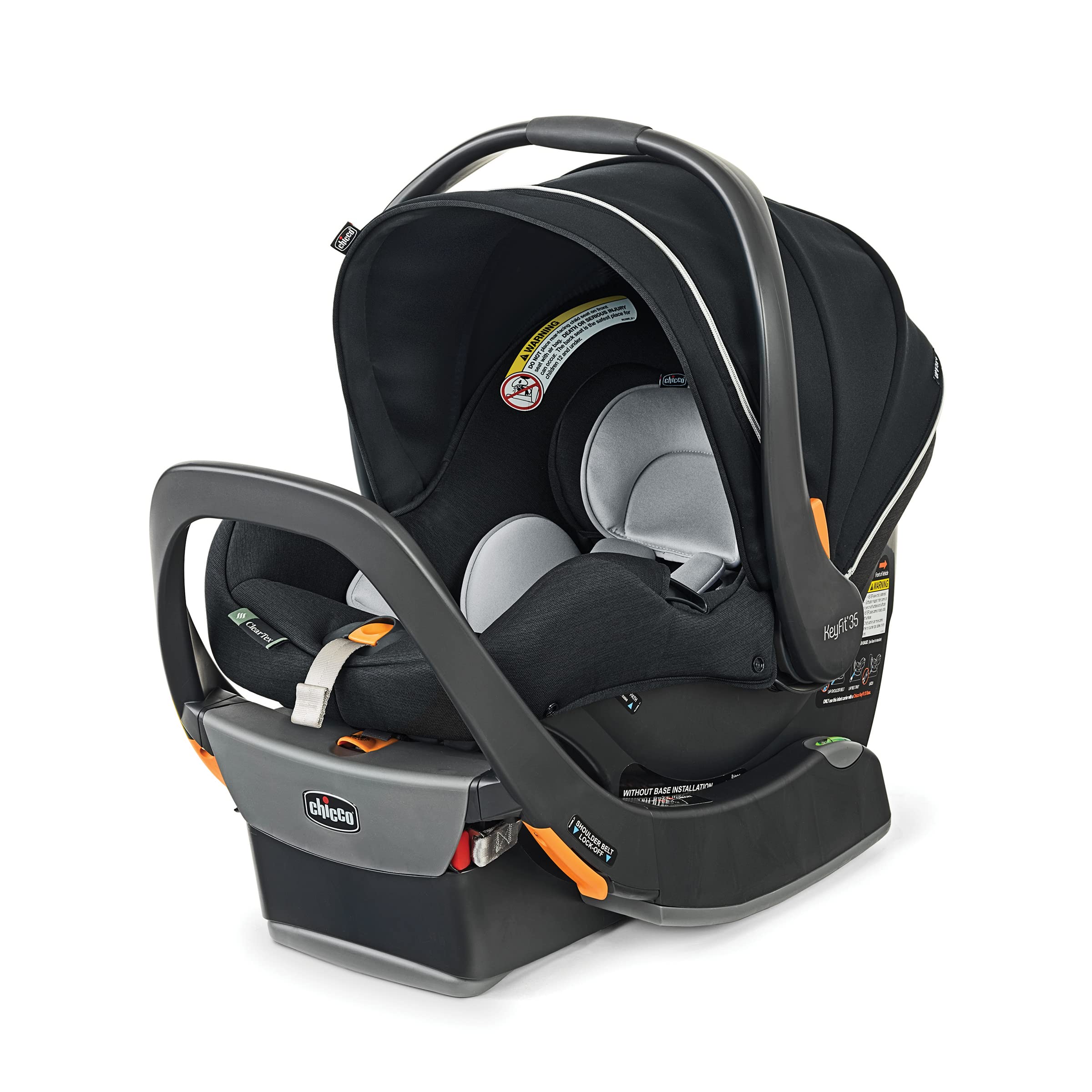 Chicco KeyFit 35 Zip ClearTex Infant Car Seat - Obsidian Black | Lightweight & Safe Baby Carrier for Newborns | Perfect for Travel, Shopping & Daily Commutes
