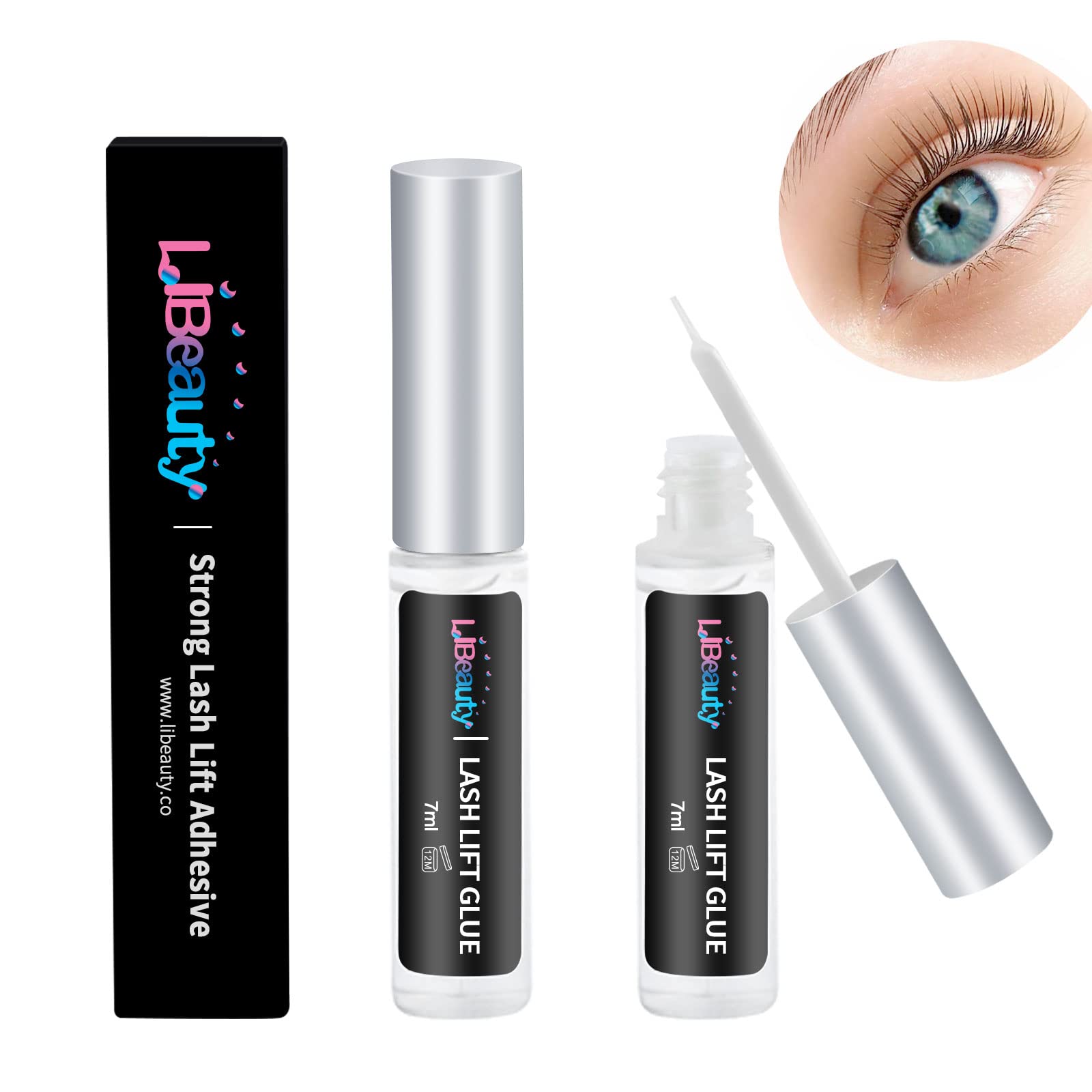 Libeauty 2 Pack Eyelash Extension Glue - Strong Hold Lash Lift Adhesive for False Eyelashes & Extensions, Quick Dry in 3 Seconds & Water Soluble | Perfect for Salon, Home Use & Professional Lash Artists