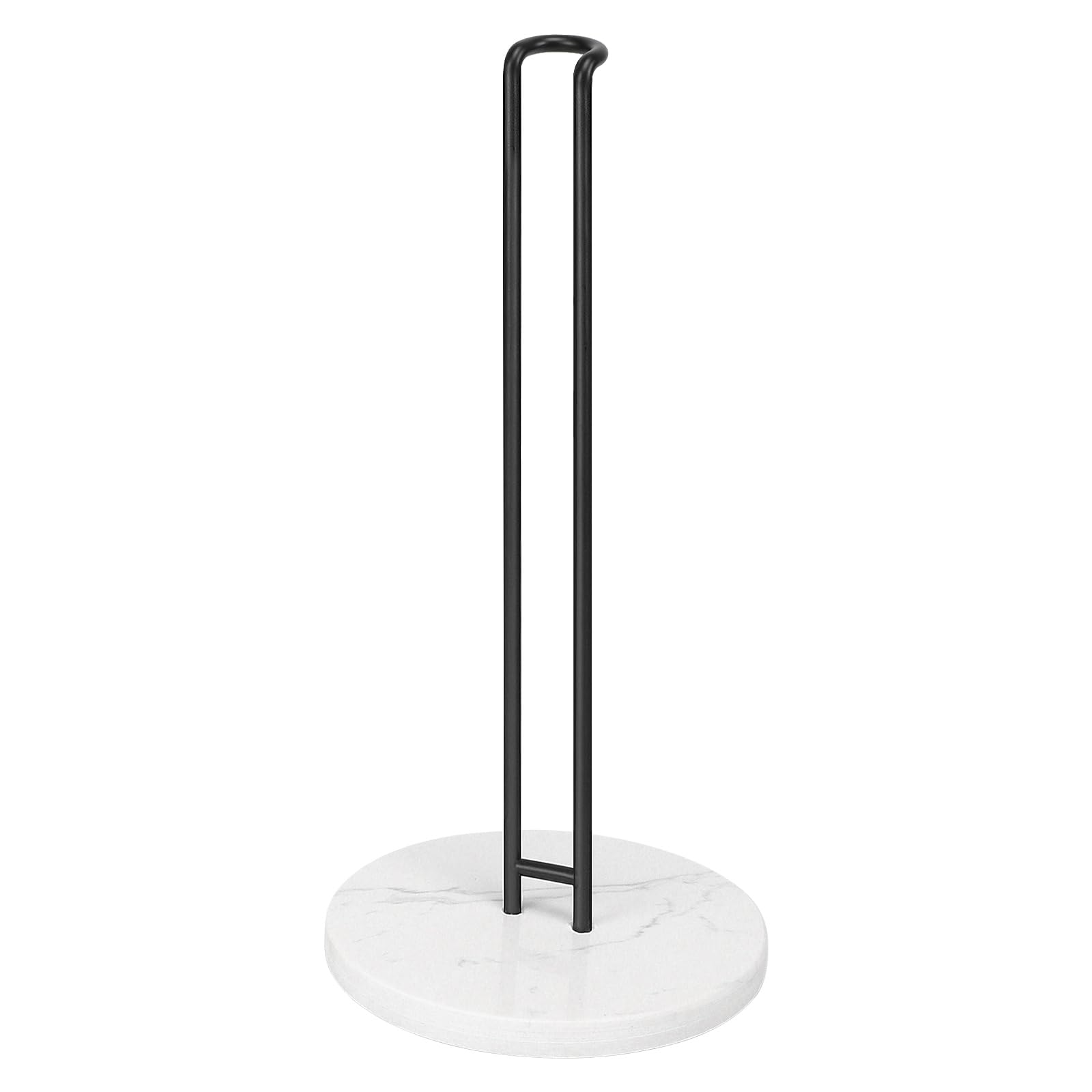 Premium Metal Paper Towel Holder with Marble Base - Sturdy Countertop Stand for Standard & Jumbo Rolls - Matte Black Kitchen Organizer for Farmhouse, Living Room & Office - Perfect for Easy Access While Cooking or Cleaning