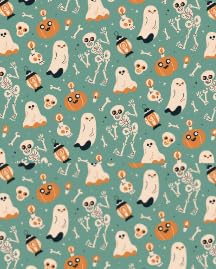 Halloween Cartoon Skeletons Ghosts