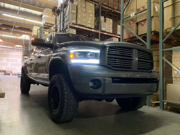 AlphaRex LUXX LED Projector Headlights (Chrome) for Dodge Ram 1500 (2006-2008) & 2500/3500 (2006-2009) - High-Performance Lighting Upgrade for Night Driving & Off-Road Adventures
