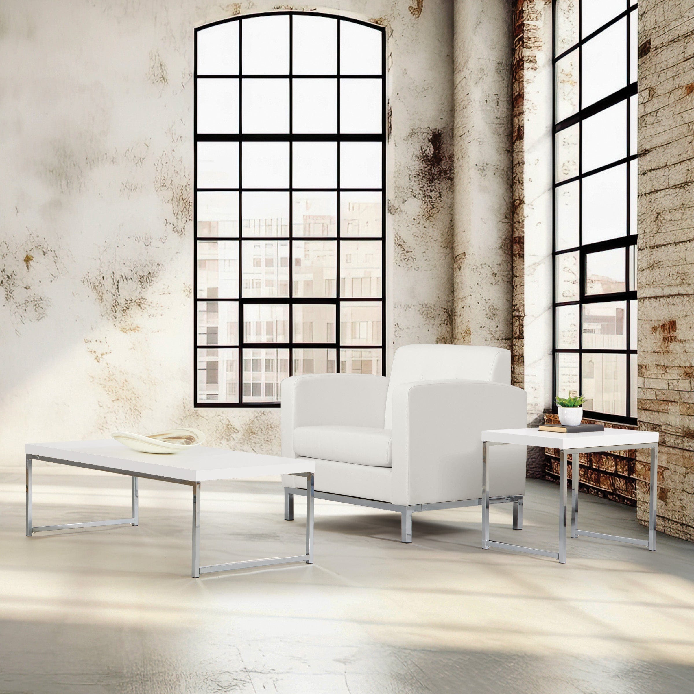 White Melamine / Chrome Finish