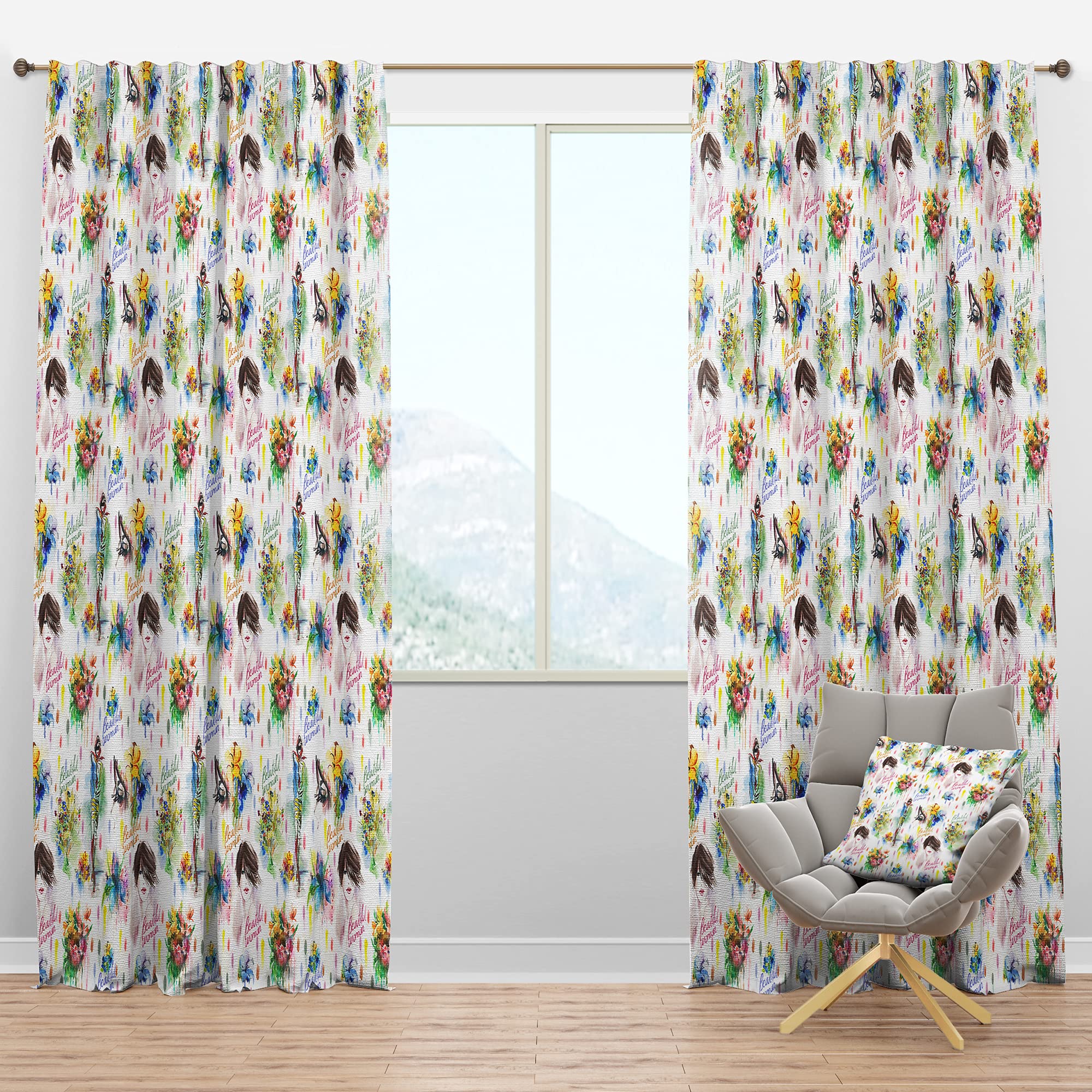 Blackout Curtains - Beauty & Fashion Pattern Thermal Insulated Drapes for Bedroom & Living Room - Single Panel 52x63 Inches - Perfect for Light Blocking, Privacy & Energy Efficiency