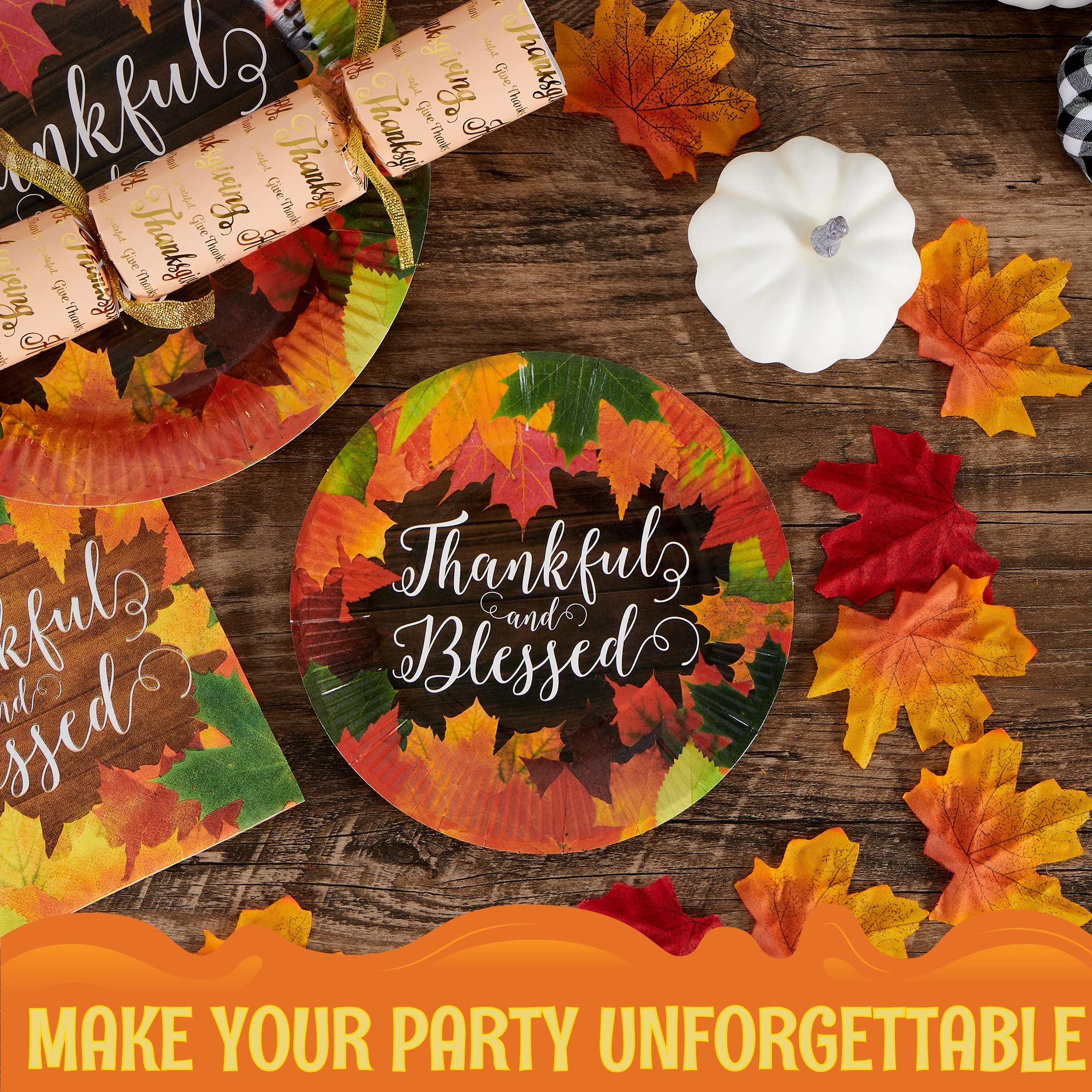 JOYIN 96-Piece Thanksgiving Disposable Paper Plates and Napkins Set - 24x10