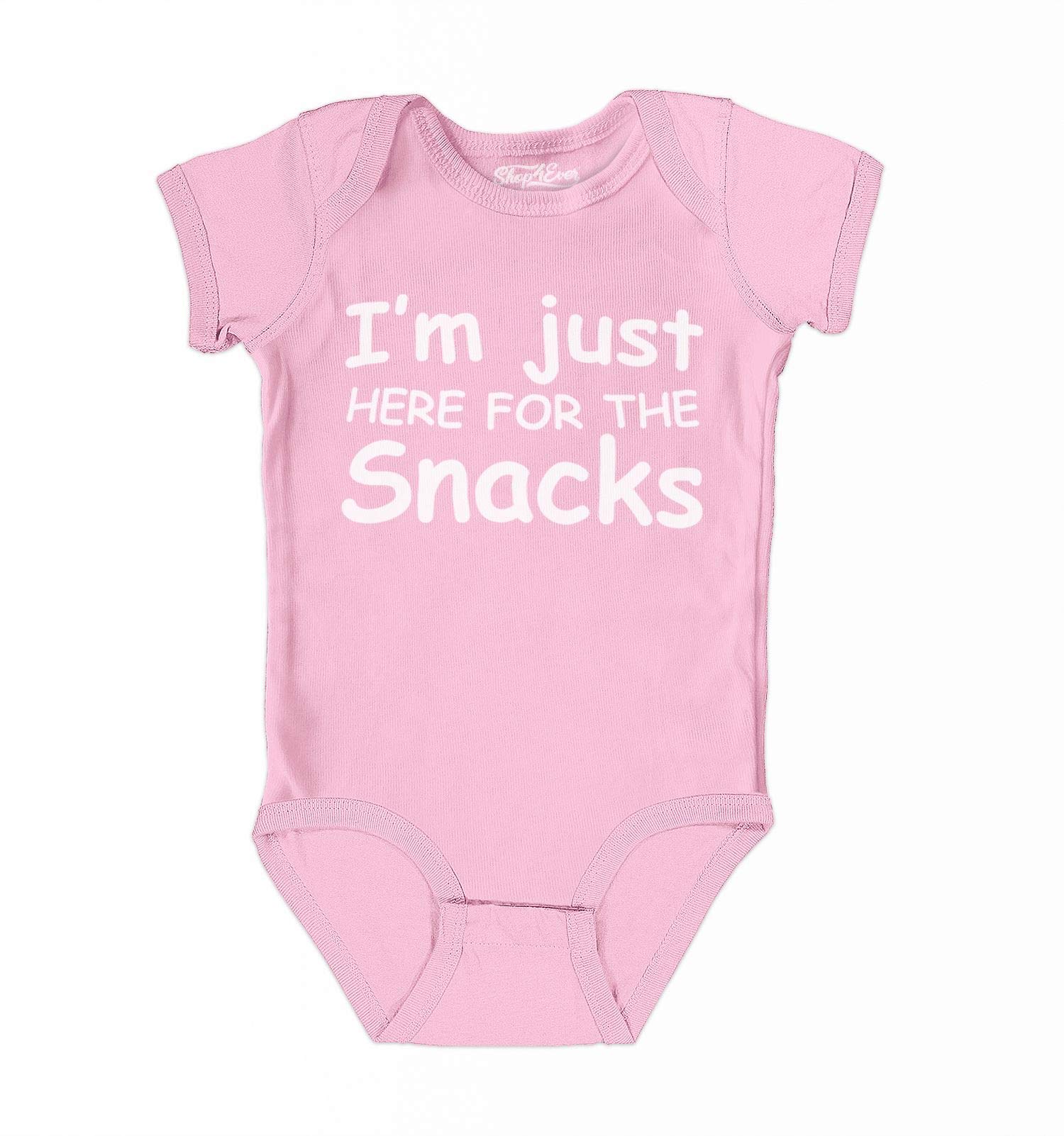 Shop4ever® 'I'm Just Here for The Snacks' Baby Bodysuit - Soft Cotton Romper for Newborns & Infants - Perfect for Playtime, Photo Shoots & Casual Outings
