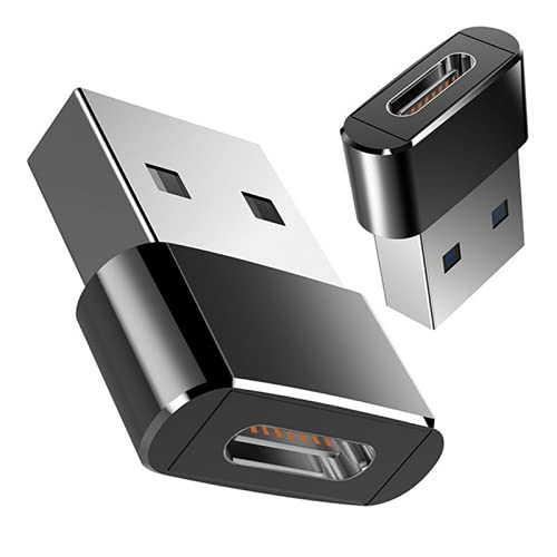 2-Pack USB C to USB Adapter, Type C Female to A Male Charger Cable Converter - Compatible with MacBook, Notebook, Tablet, Smartphone, AirPods, Galaxy S23/S24/A34, iPad 10/Air 4/5 - Fast Charging & Data Transfer - Perfect for Travel, Office & Home Use (Space Black)