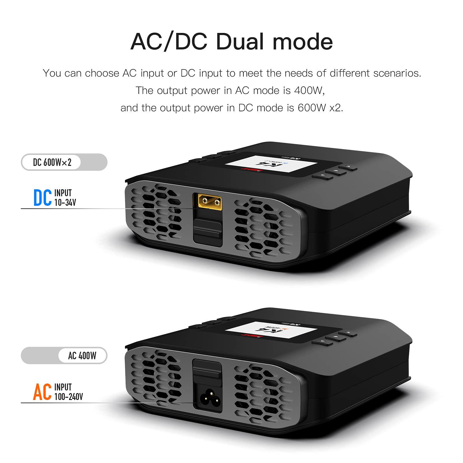ISDT K4 Smart Battery Charger Discharger - 1-8S AC 400W DC 600Wx2 for LiFe, Li-ion, LiPo, LiHV, Pb & NiMH Batteries | Perfect for RC Cars, Drones, and DIY Electronics Projects